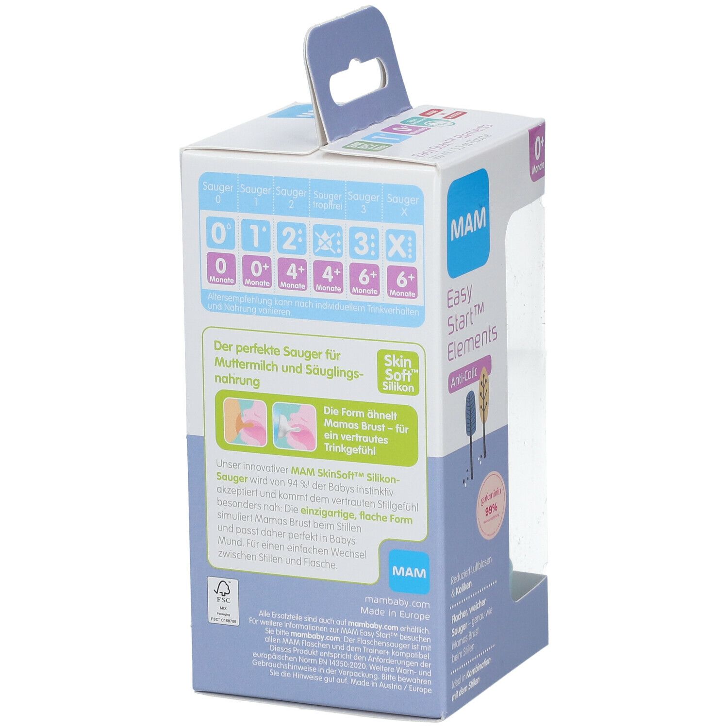 MAM Easy Start Original Elements Zuigfles Blauw