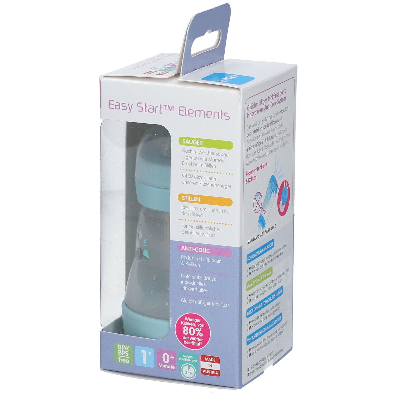 MAM Easy Start Original Elements Zuigfles Blauw