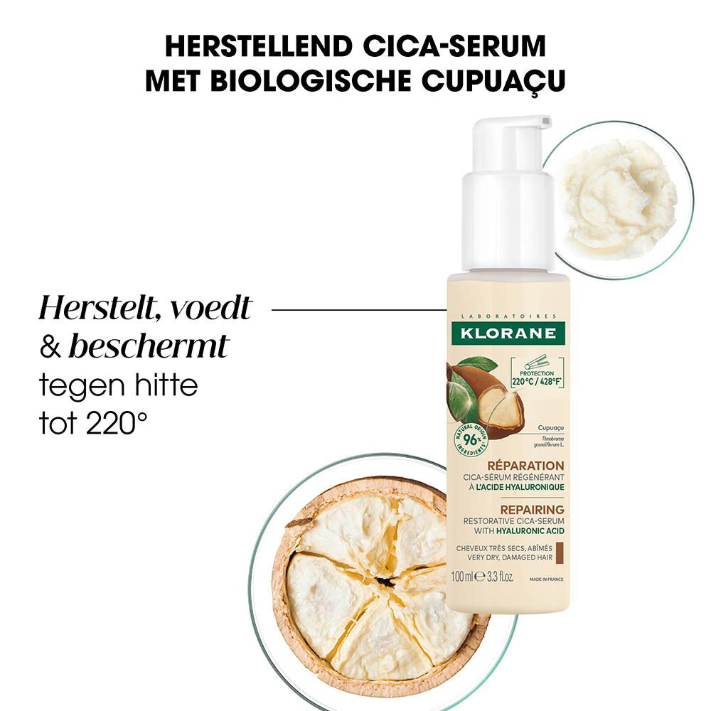 Klorane Cica-serum met cupuaçu en hyaluronzuur. 100ml fles met pompdispenser.