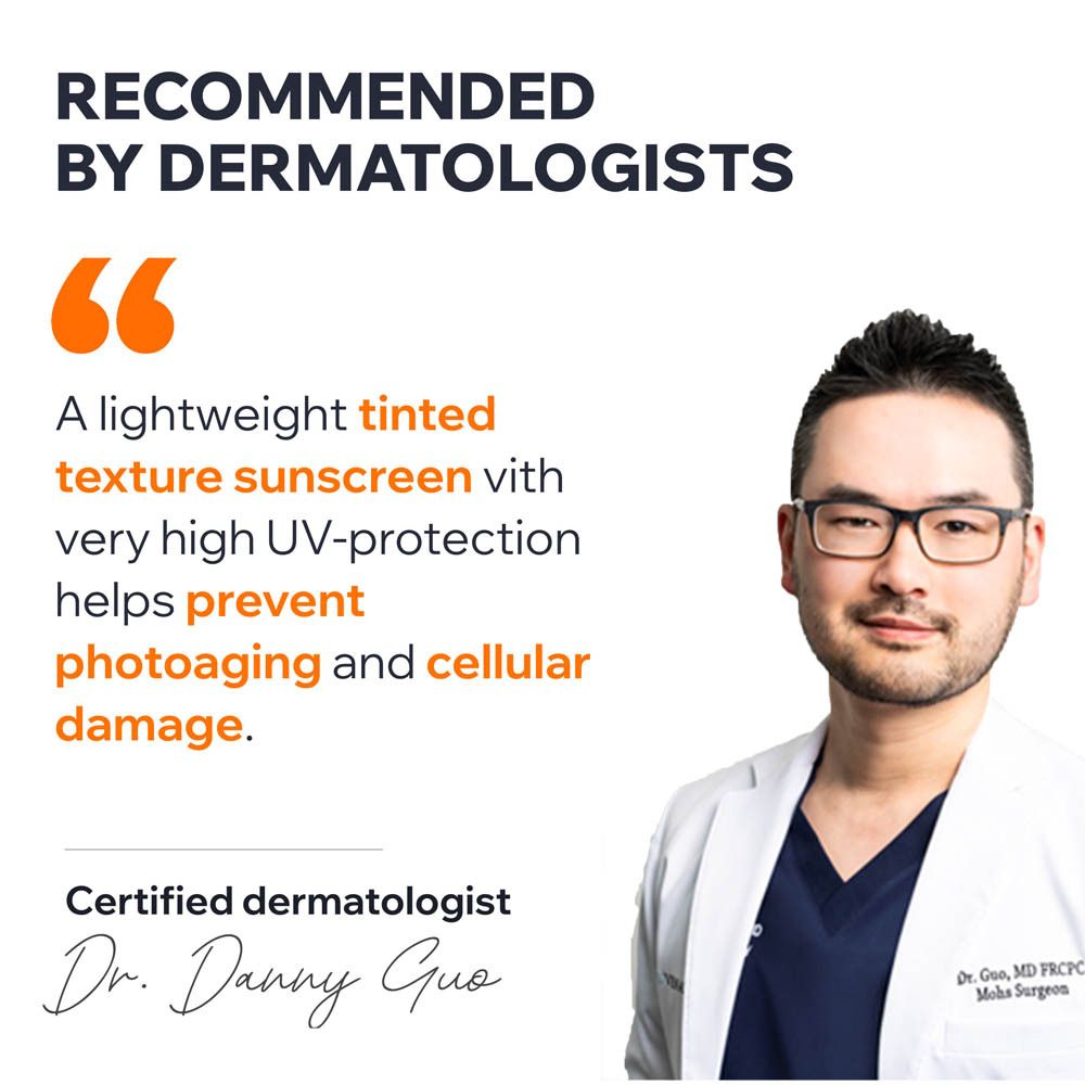 Arts met tekst. Aanbevolen door dermatologen. Getinte textuur.