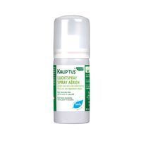 Witte spuitfles met transparante deksel. Opschrift: KALIP'TUS, SPRAY AÉRIEN. Bevat essentiële oliën.
