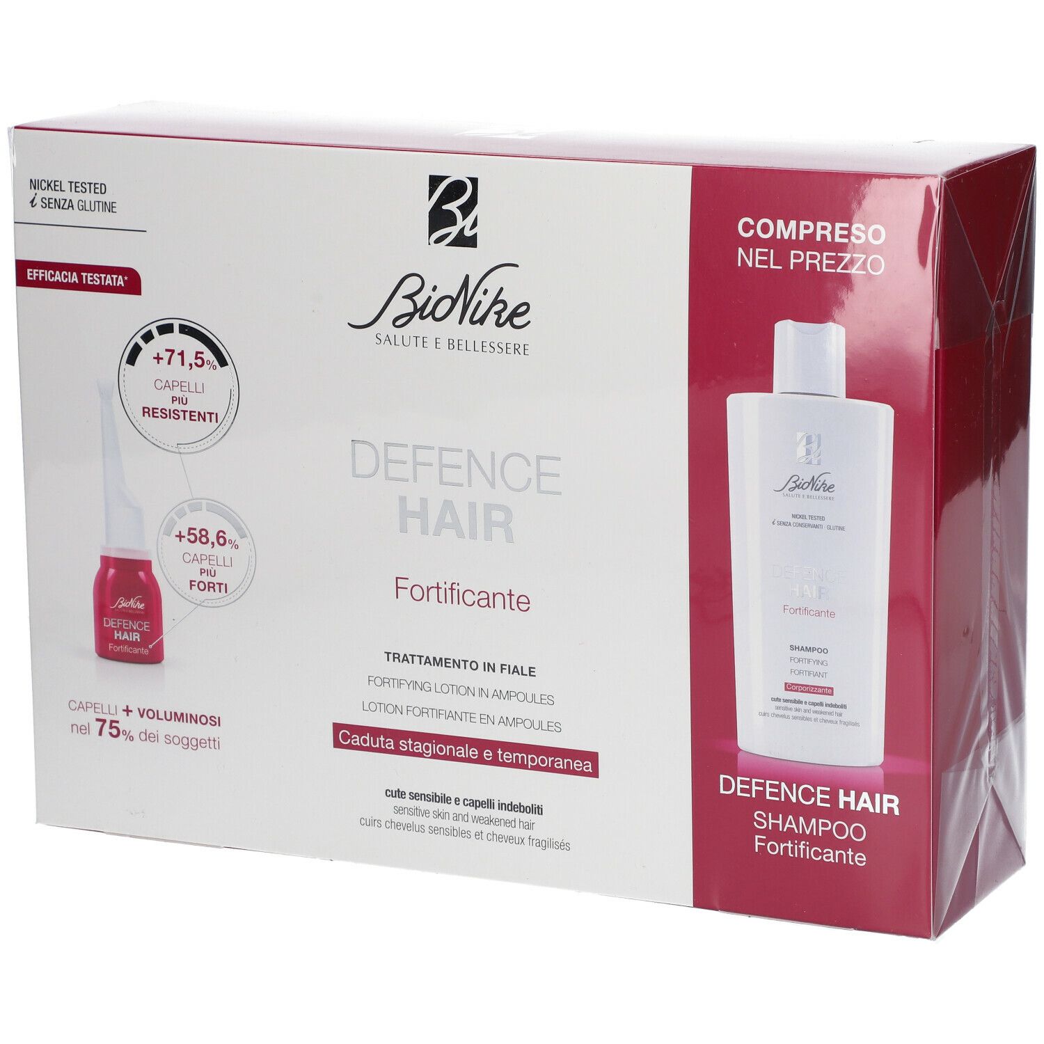 Bionike Defence Hair Fortifying Lotion Ampoules + Fortifying Shampoo DUO