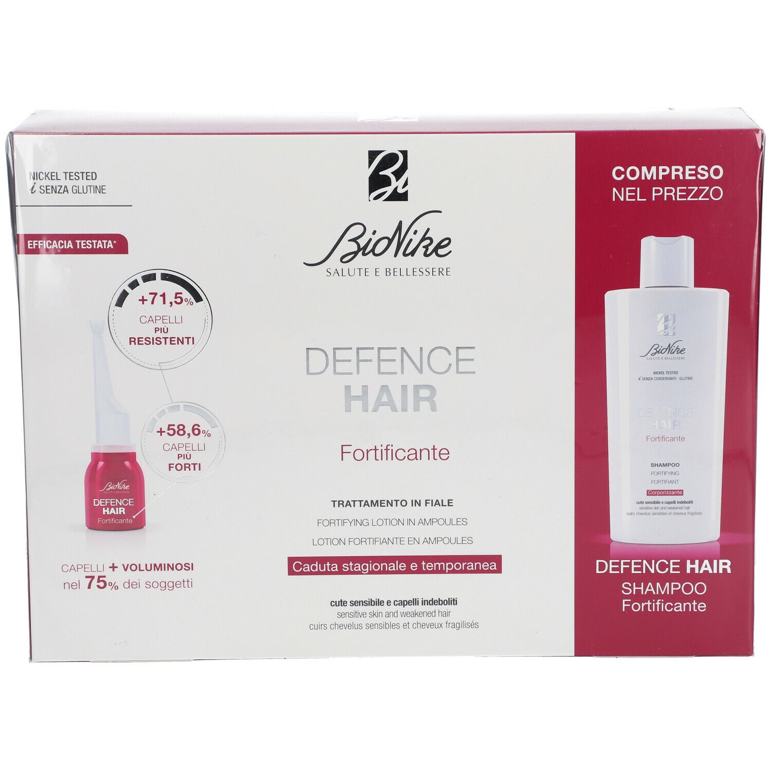 Bionike Defence Hair Fortifying Lotion Ampoules + Fortifying Shampoo DUO