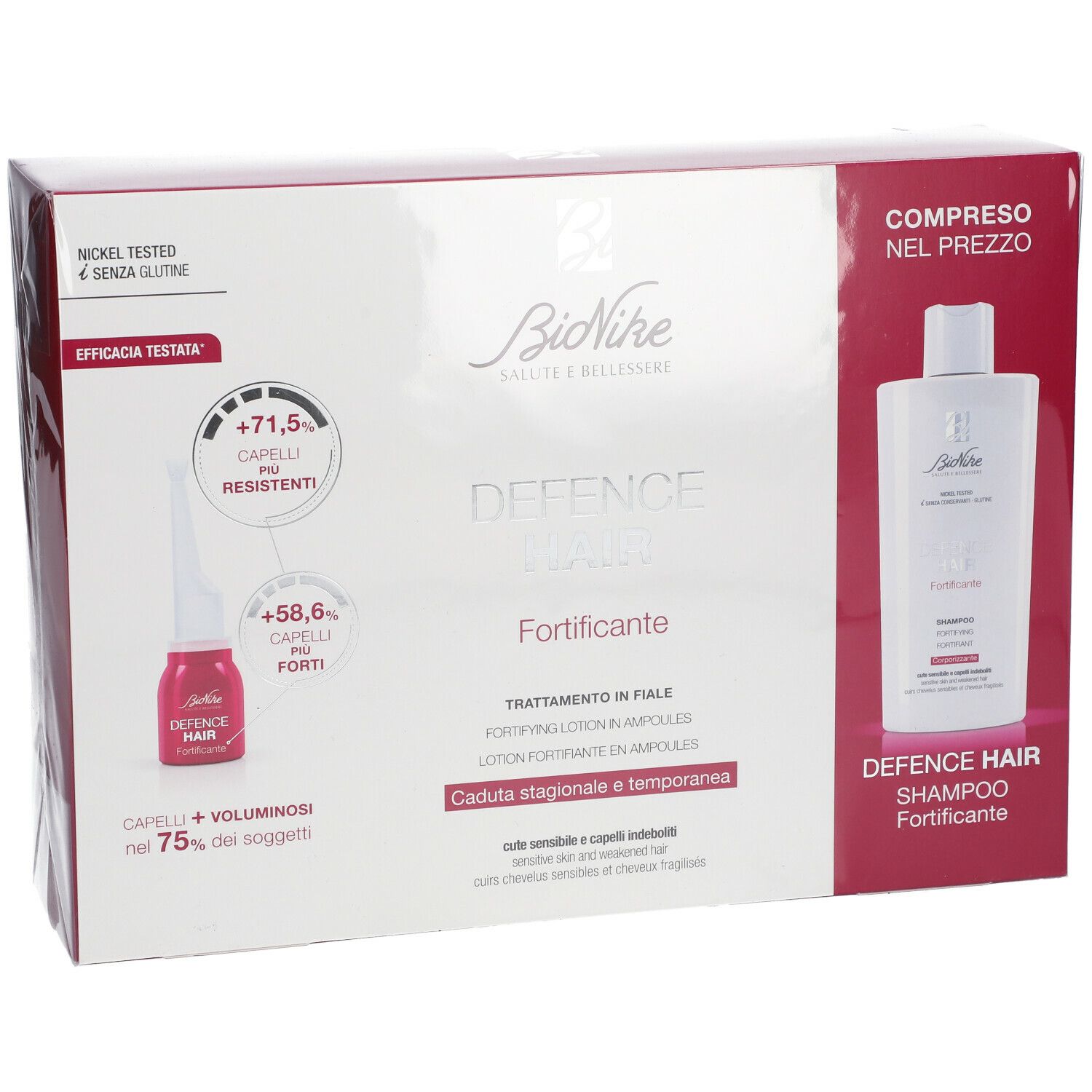 Bionike Defence Hair Fortifying Lotion Ampoules + Fortifying Shampoo DUO