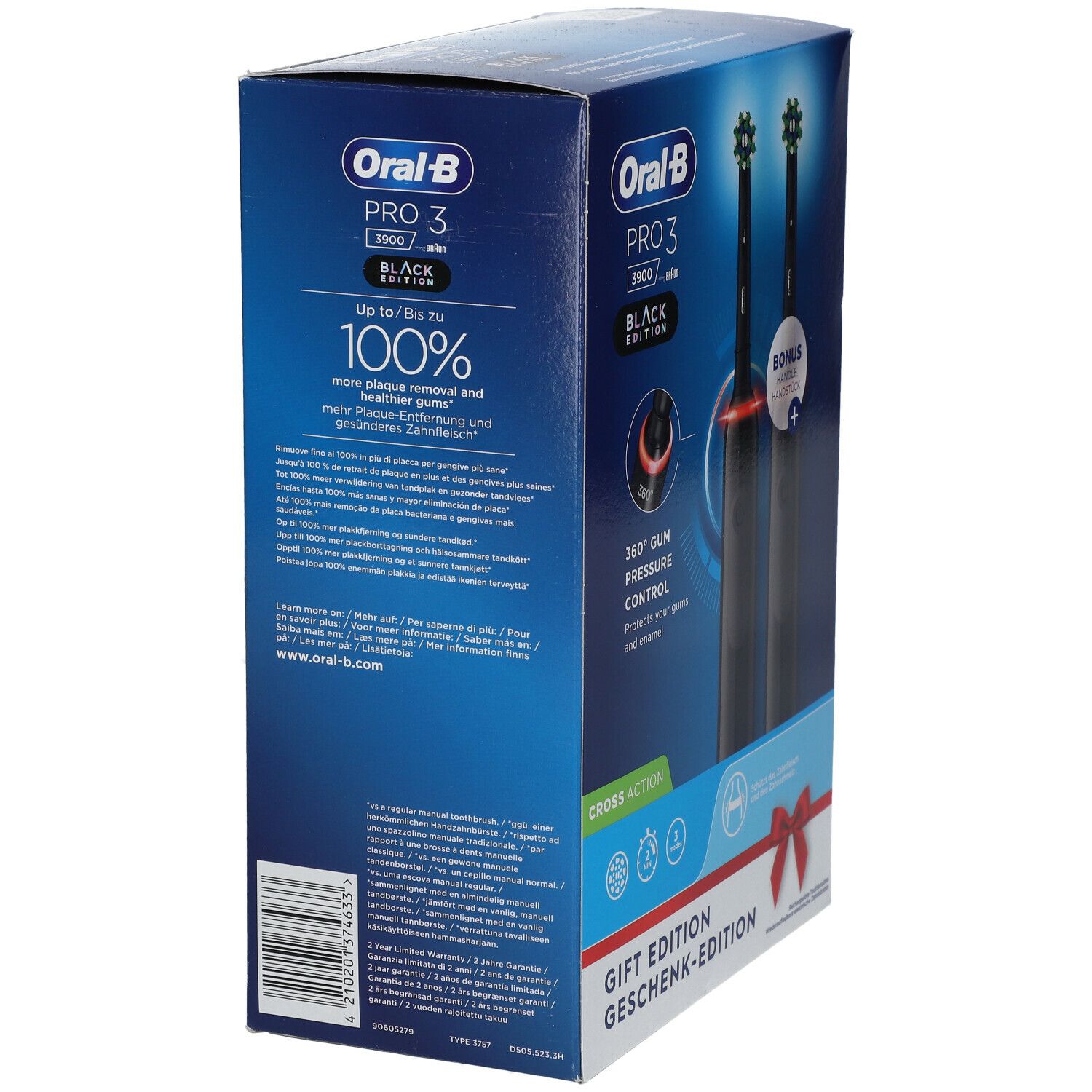 Oral-B Pro 3 3900 Elektrische Tandenborstel Zwart DUO