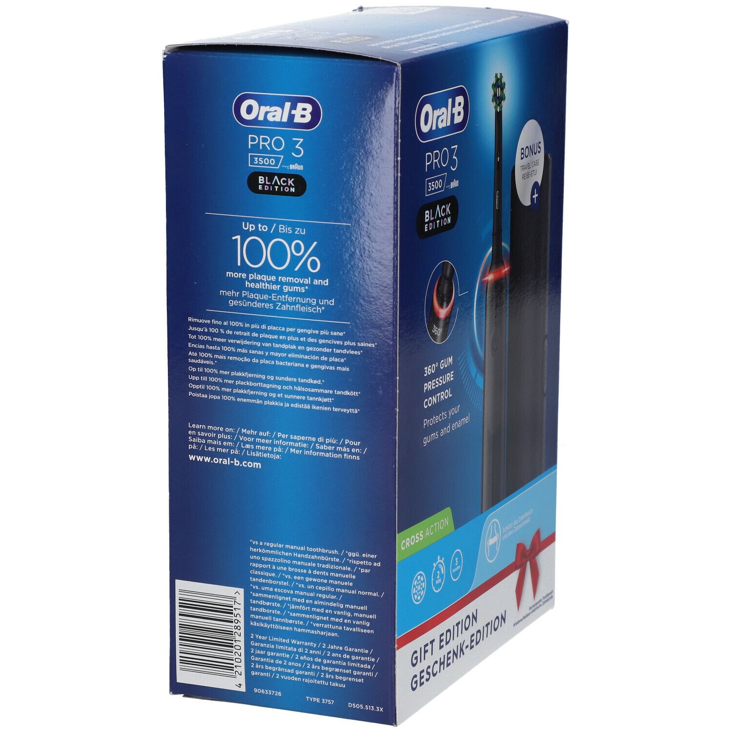 Oral-B Pro 3 3500 Elektrische Tandenborstel Zwart + Travel Case PROMO