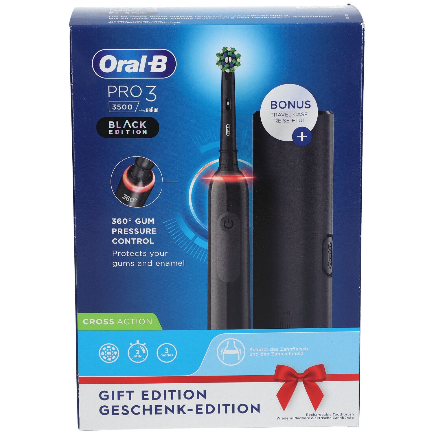 Oral-B Pro 3 3500 Elektrische Tandenborstel Zwart + Travel Case PROMO