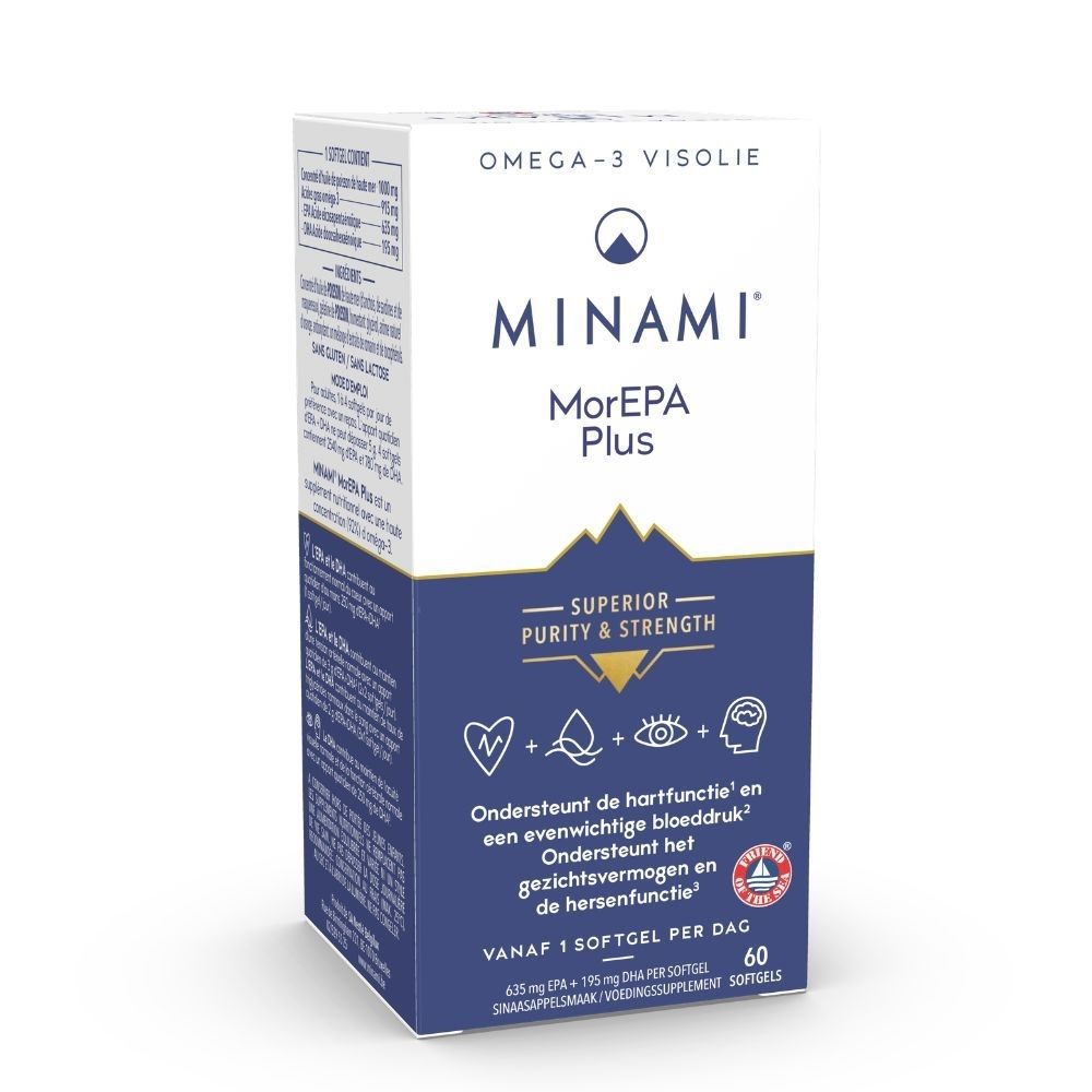 Minami MorEPA Plus Omega-3 visolie softgels, 60 stuks.