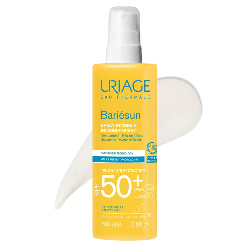 Produit appliqué sur la peau. Texte : Léger, absorption rapide, non collant, sans effet blanc, sans parfum.