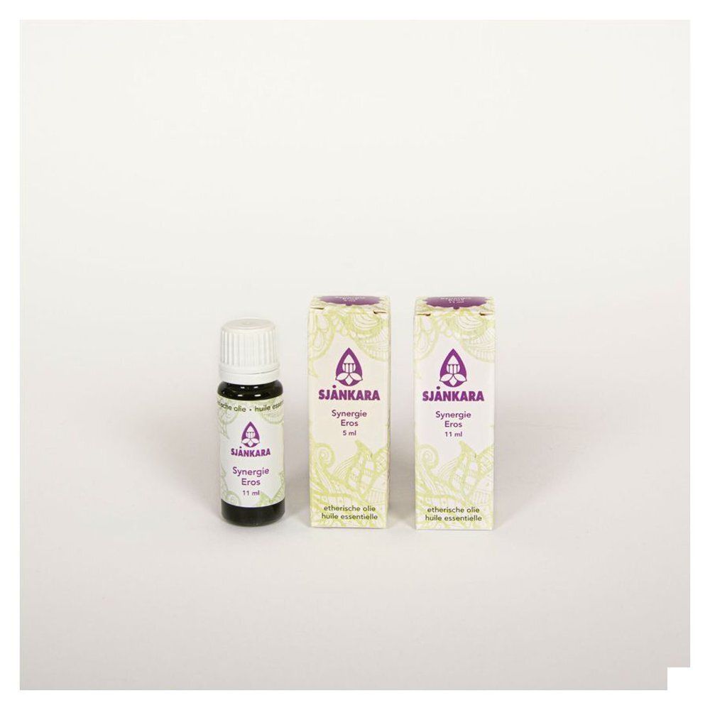 Flacon Sjankara Synergie Eros 11ml et deux boîtes.