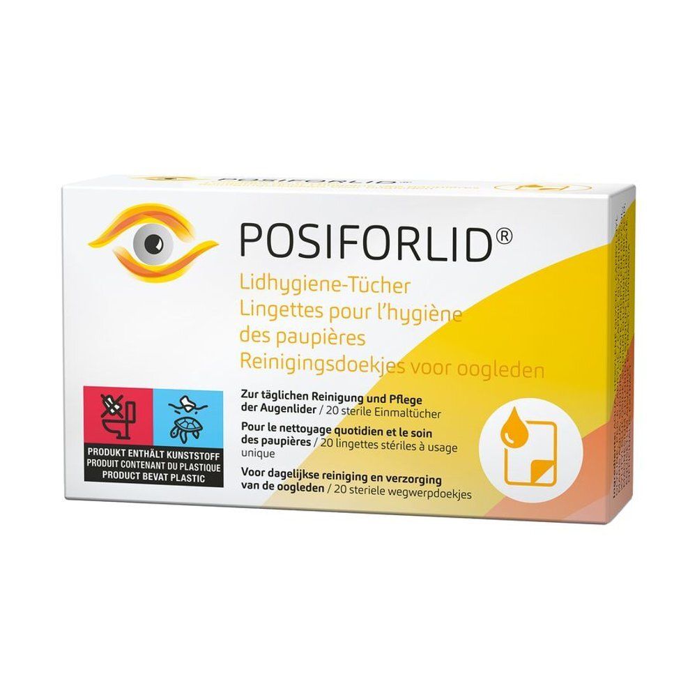 POSIFORLID® Oogliddoekjes: Doos met 20 steriele doekjes voor ooglidverzorging.