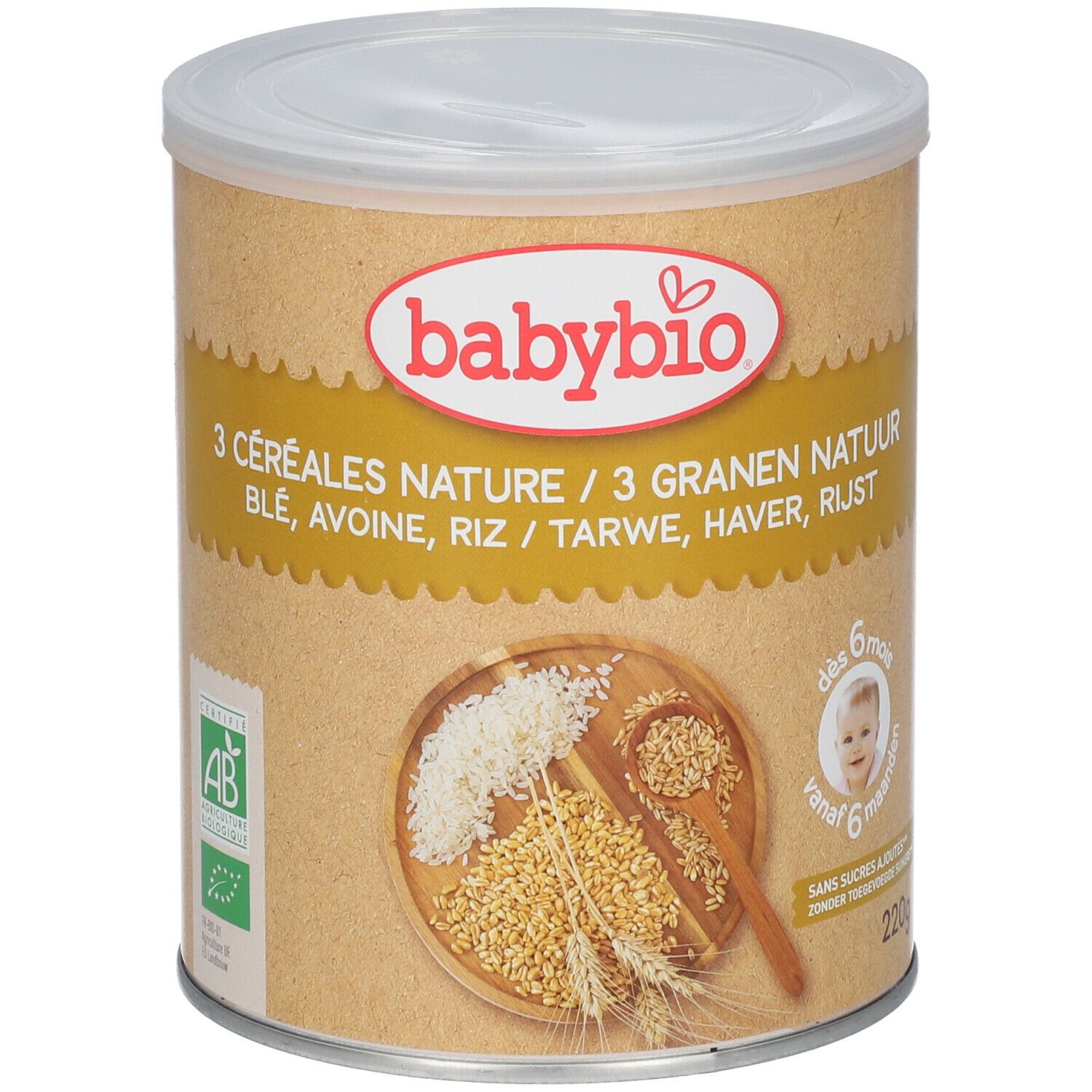 Babybio Bio 3 Cereals Natural - Céréales pour Bébés - dès 6 Mois