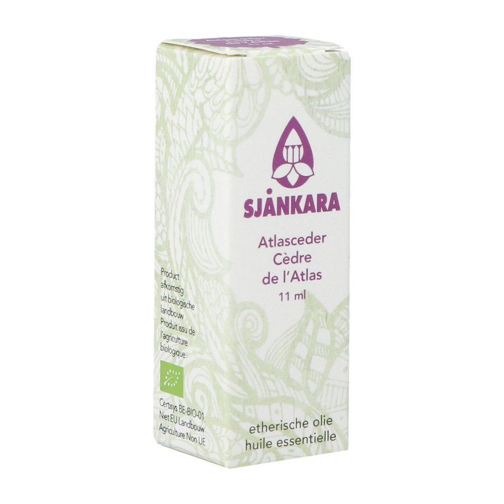 Productverpakking. Witte doos met productnaam, merk Sjankara en 11 ml.