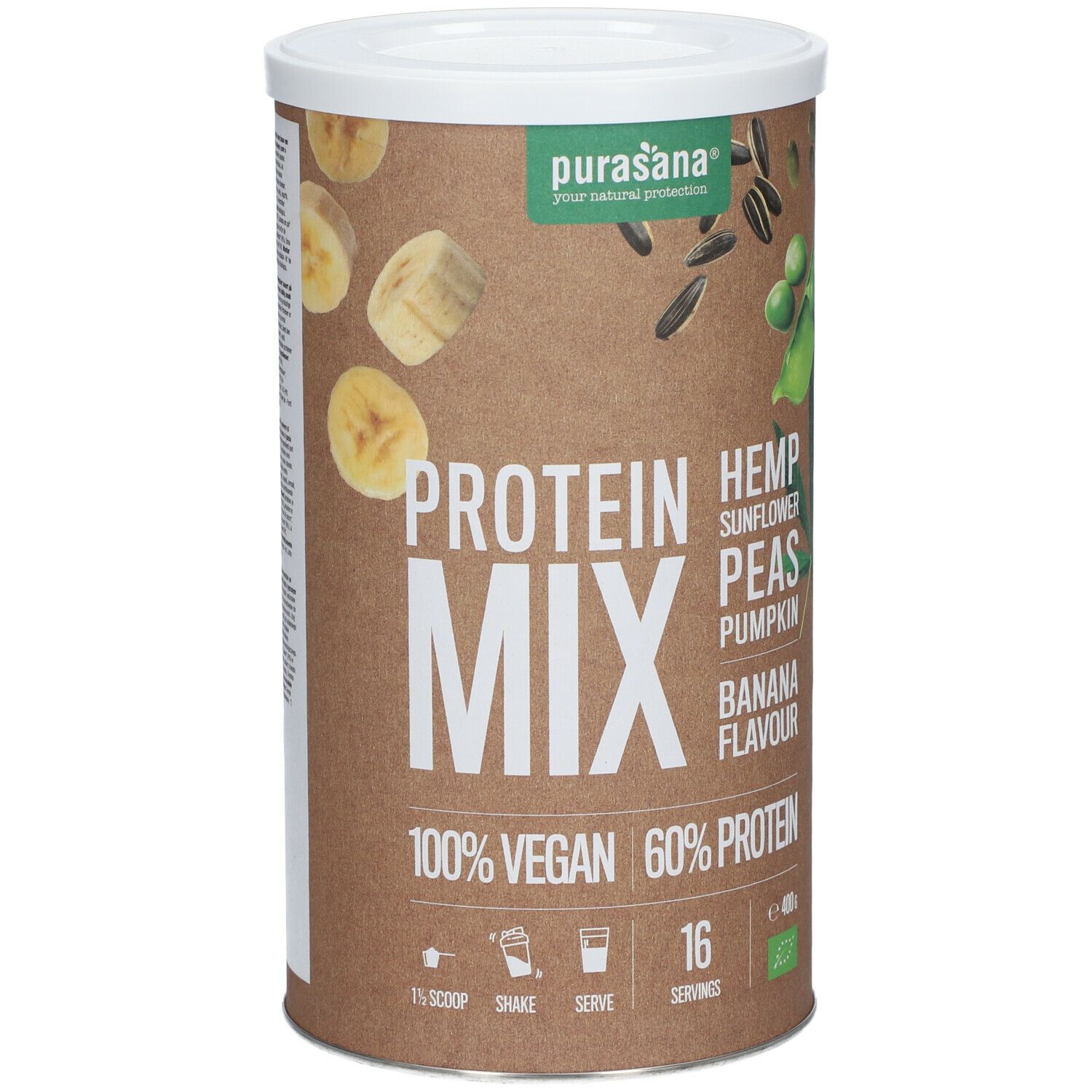 Purasana® Vegan Protein Mix Hemp Sunflower Peas Pumpkin Banana Bio