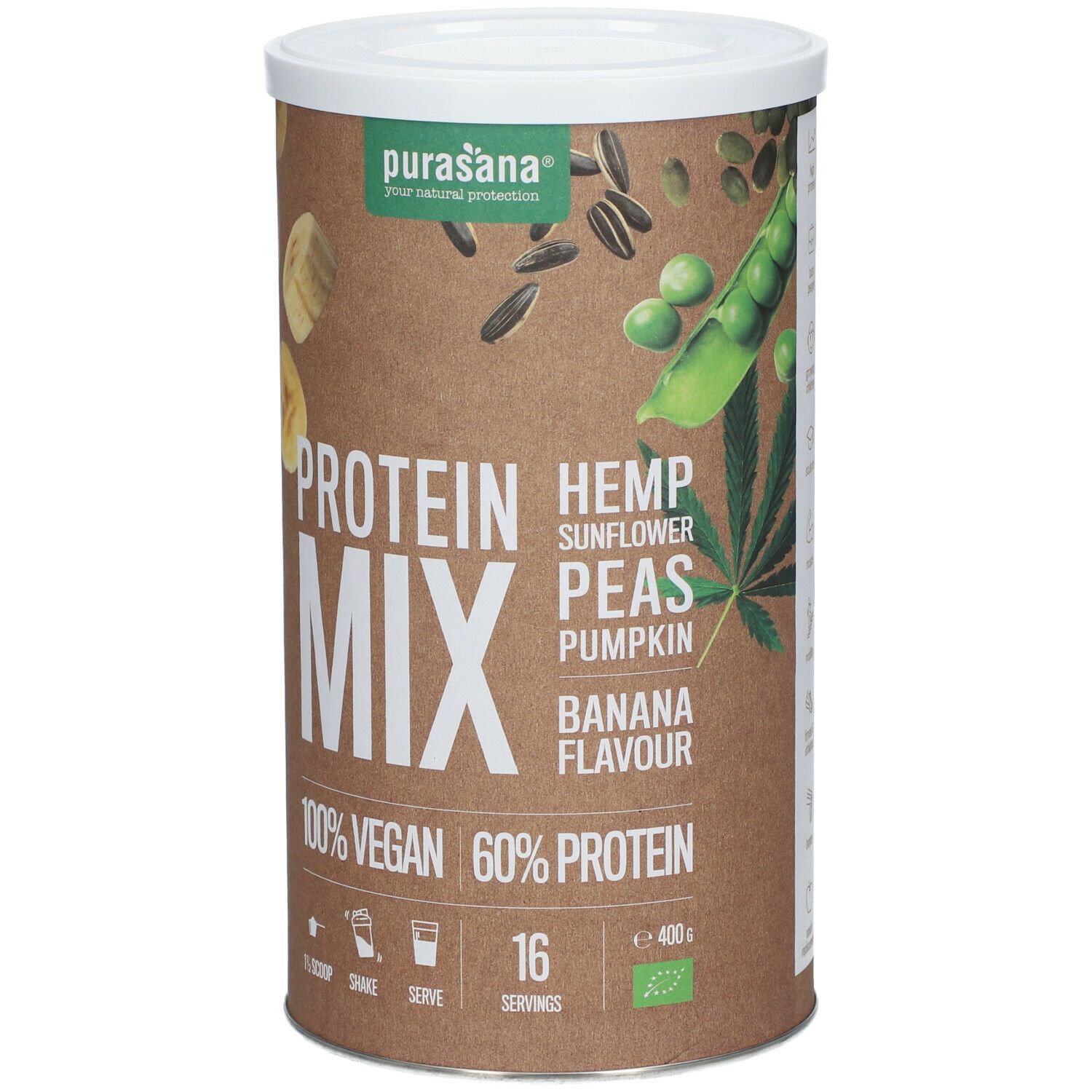 Purasana® Vegan Protein Mix Hemp Sunflower Peas Pumpkin Banana Bio