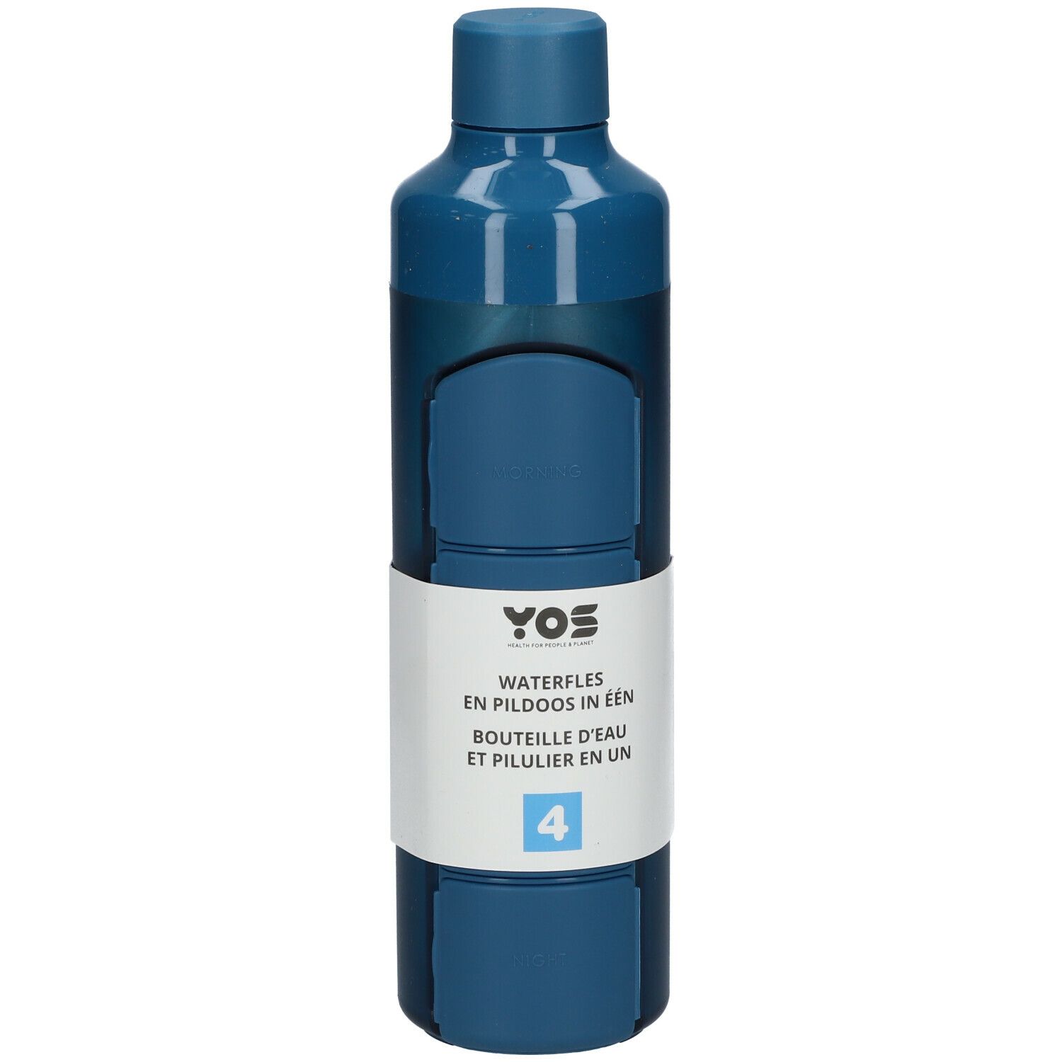 YOS Water Bottle & Pill Box Daily Bold Blue