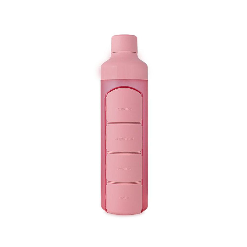 YOS Waterfles met vier pillenvakjes, roze.