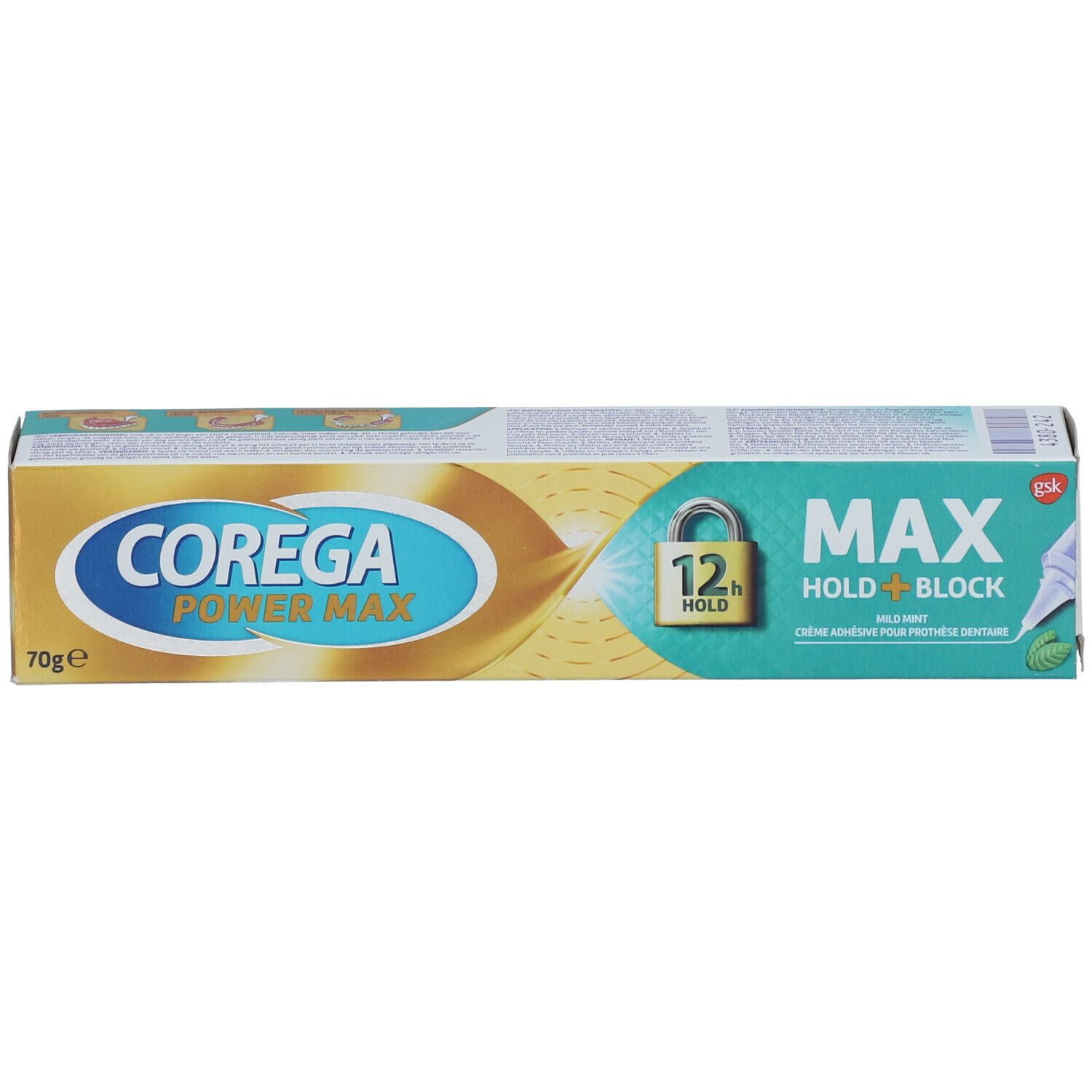 Corega Power Max Max Hold + Block Mild Mint Kleefcrème