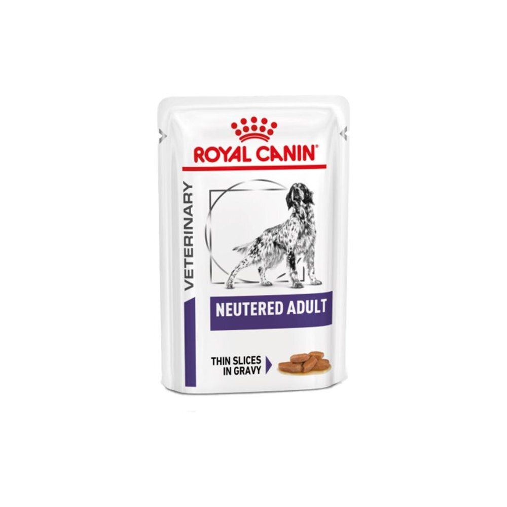 Individuele zak Royal Canin Neutered Adult hondenvoer in saus.