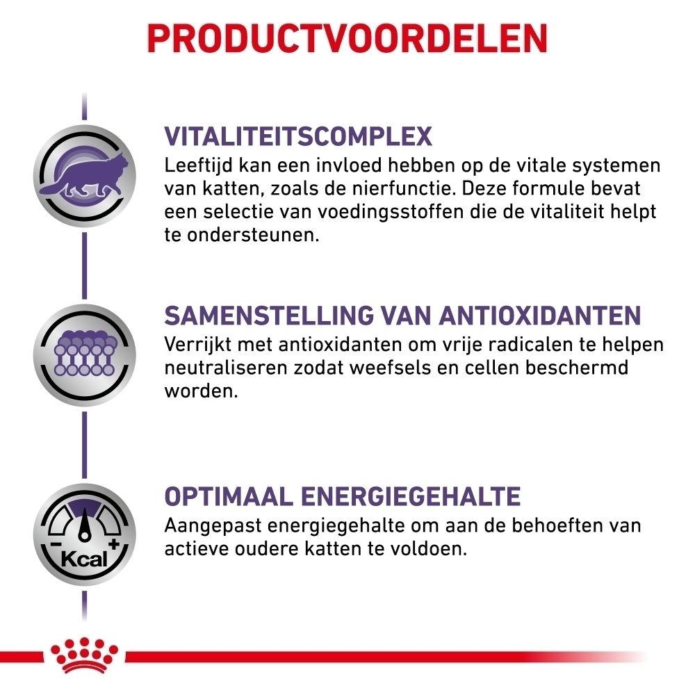 Verpakking ROYAL CANIN® Mature Consult Sauce Chat met brokjes.