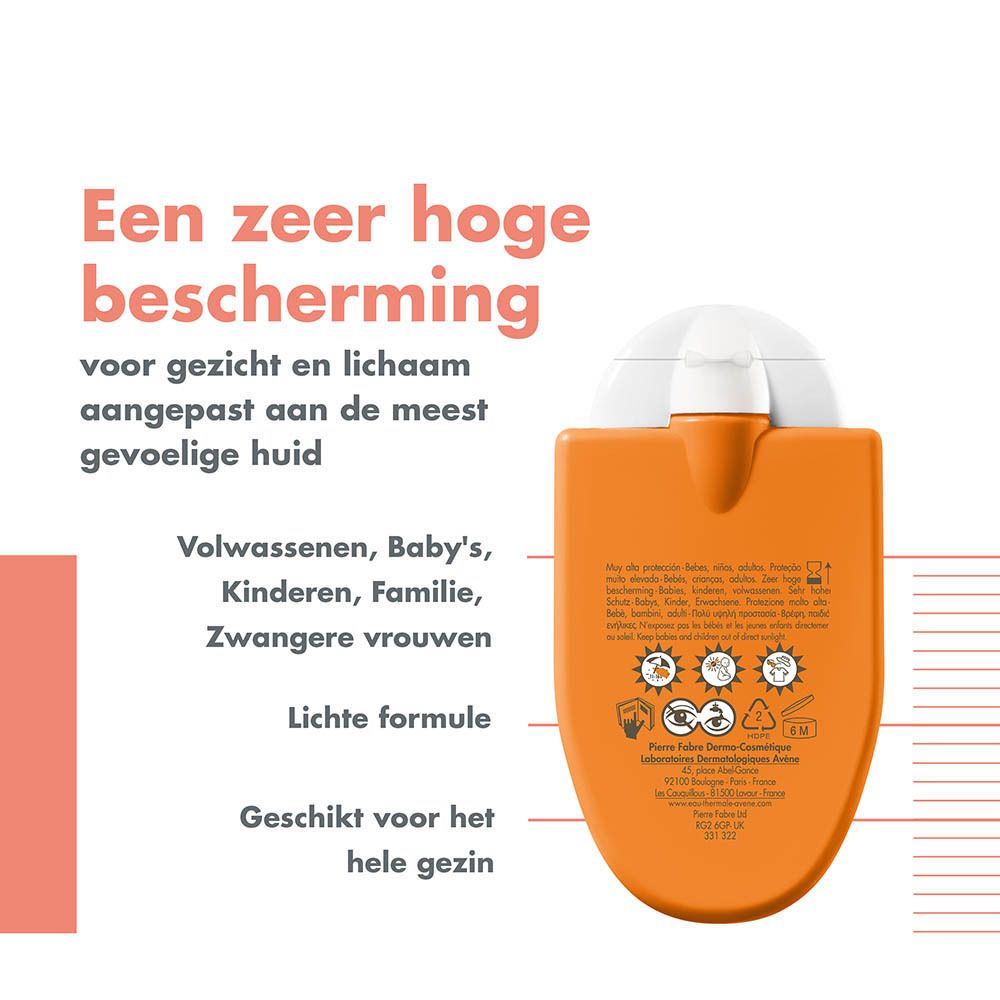 Avene zonnebrandcrème voor gezicht en lichaam, SPF 50+.