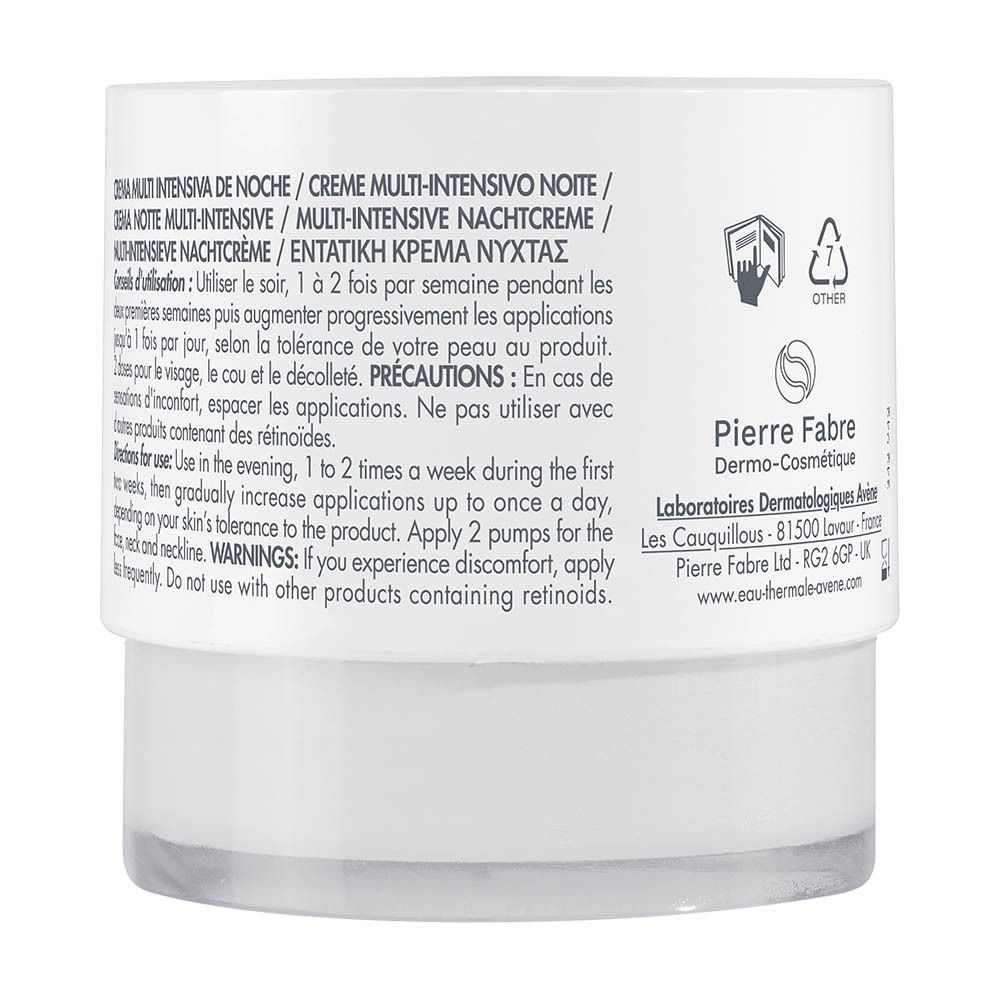 Avene nachtcrème met retinaldehyde, niacinamide en hyaluronzuur.
