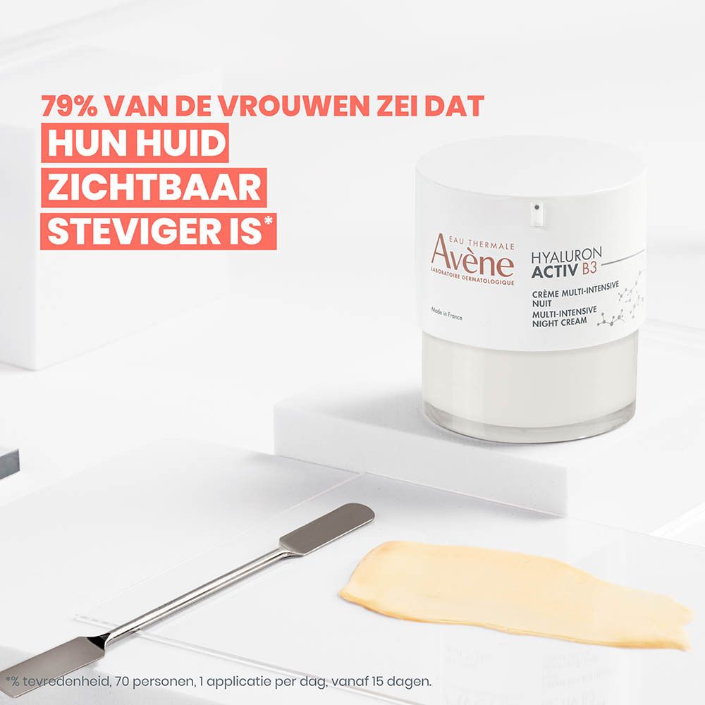 Avène Hyaluron Activ B3 Multi-Intensive Nachtcrème in een witte pot.