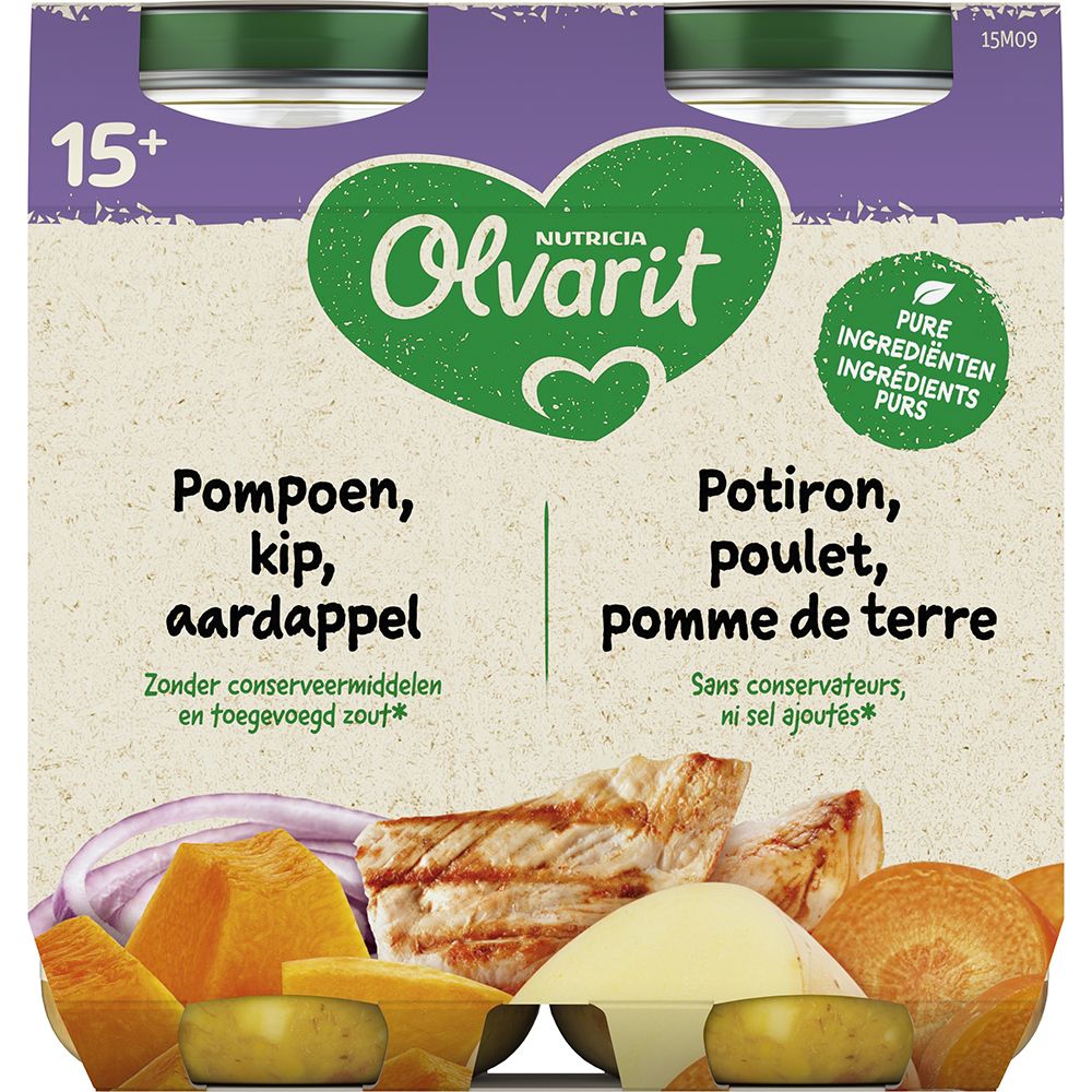 Olvarit | Petit Pot | Repas Bébé Dès 15 Mois | Poulet Potiron Pommes de Terre