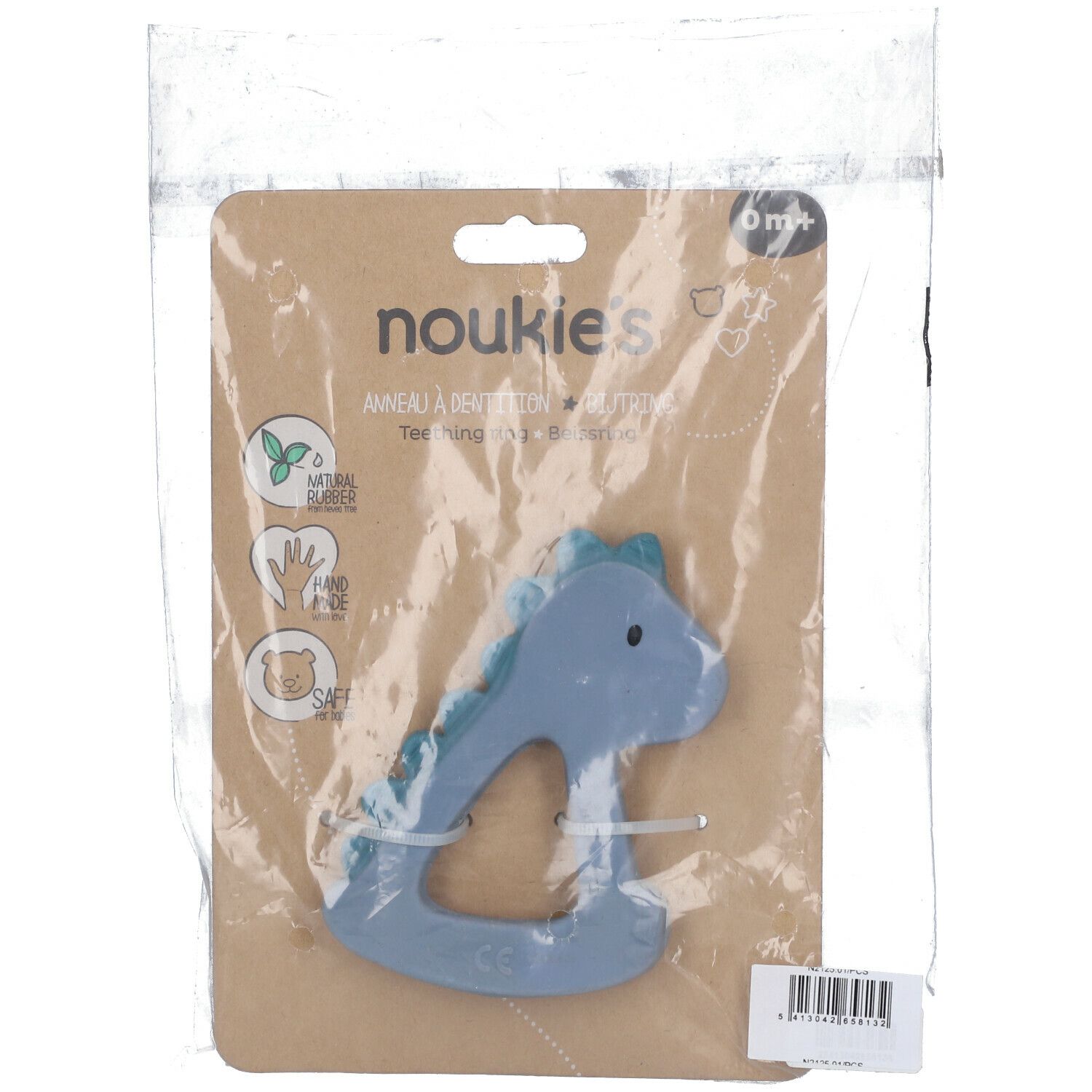 Noukie's Bijtring Dino Blauw