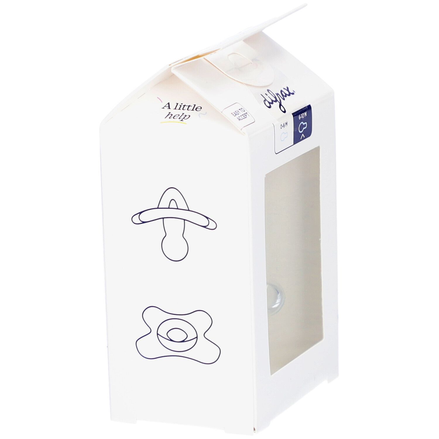 Emballage de sucettes. Illustrations de sucettes sur l'emballage. L'emballage est blanc.