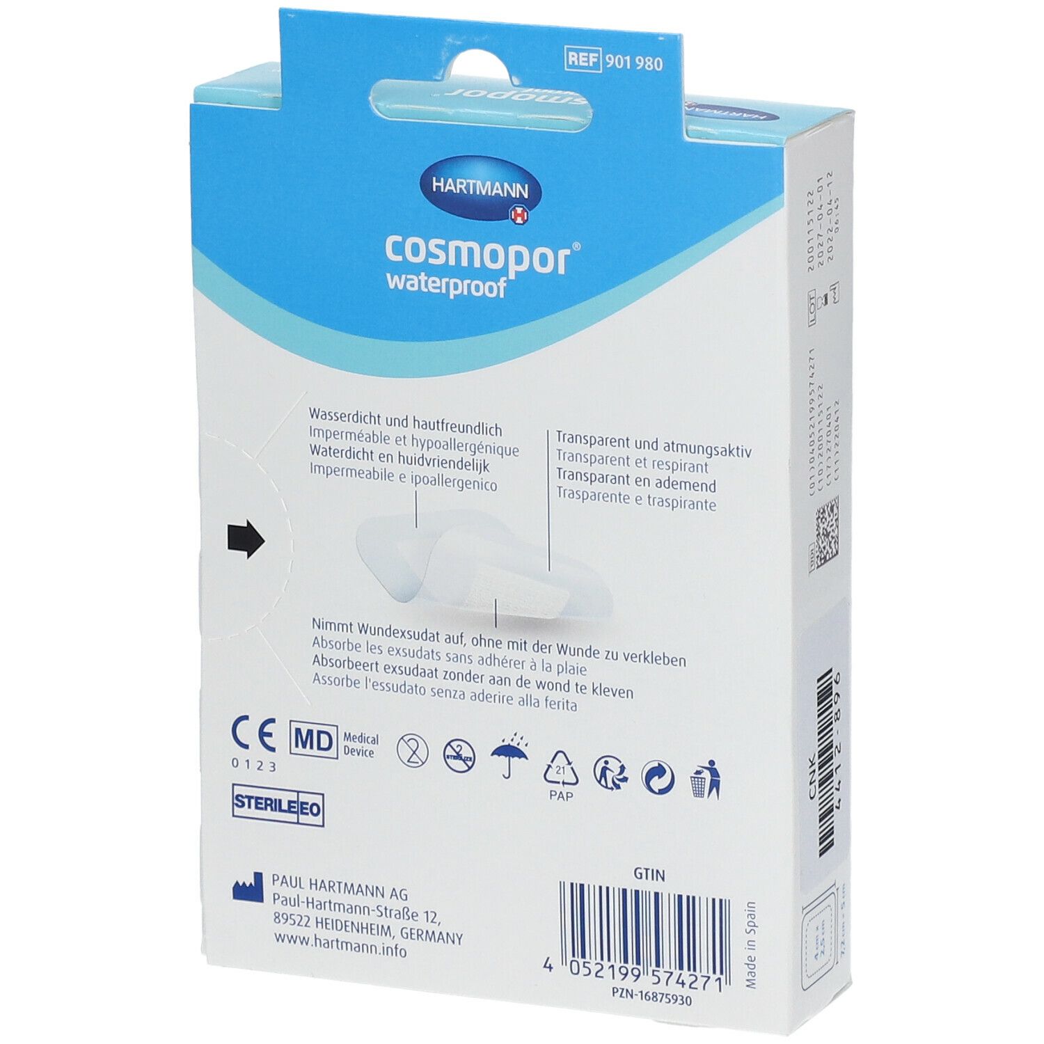 Hartmann Cosmopor® Pansement Waterproof 7,2 cm x 5 cm 901980