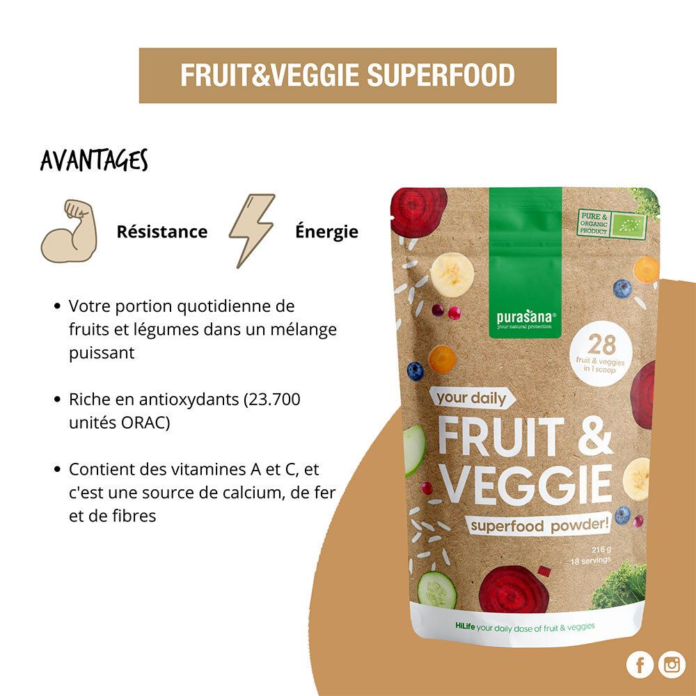 Purasana® Fruit & Veggie Superfood Poeder Bio