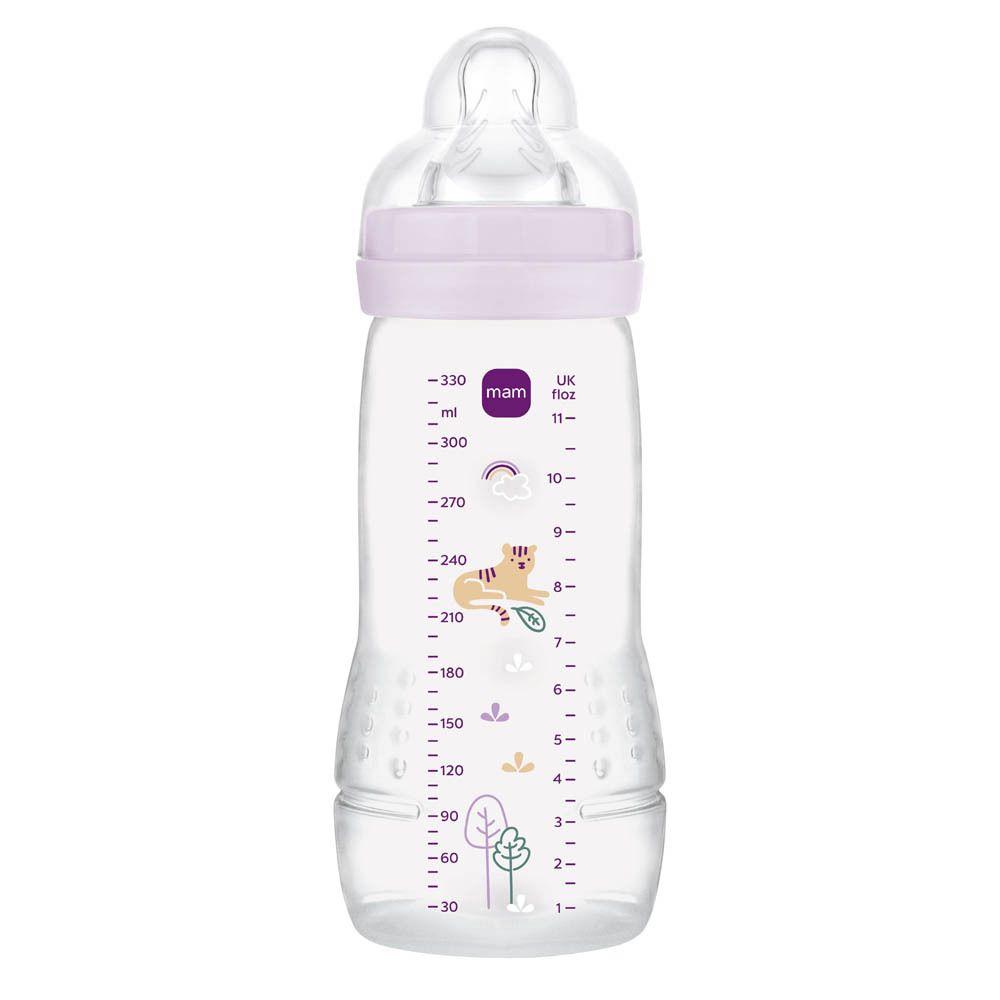 MAM Easy Active babyfles, 330ml, met speen voor baby's vanaf 4 maanden, roze.