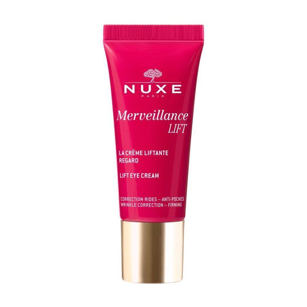 Nuxe Merveillance Lift crème regard dans un tube rouge avec bouchon argenté.