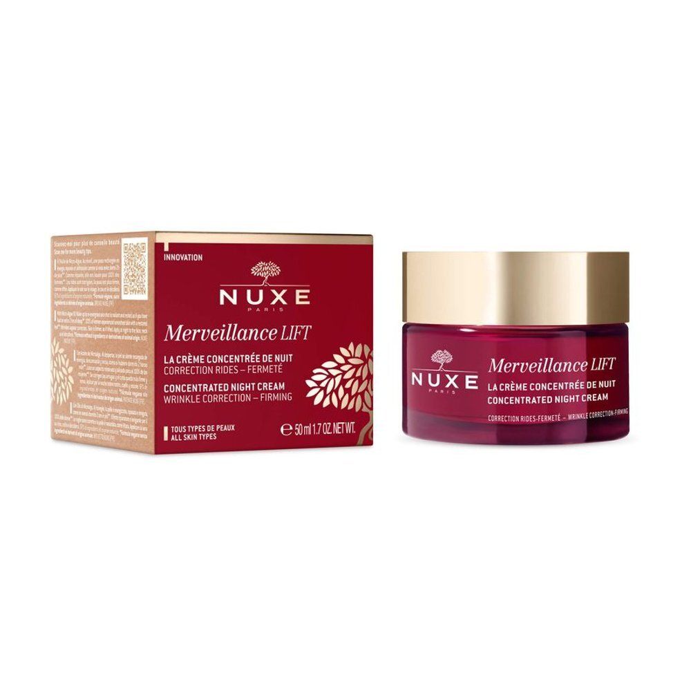 Nuxe Merveillance LIFT nachtcrème pot met maatindicatie 50ml en herkomst.