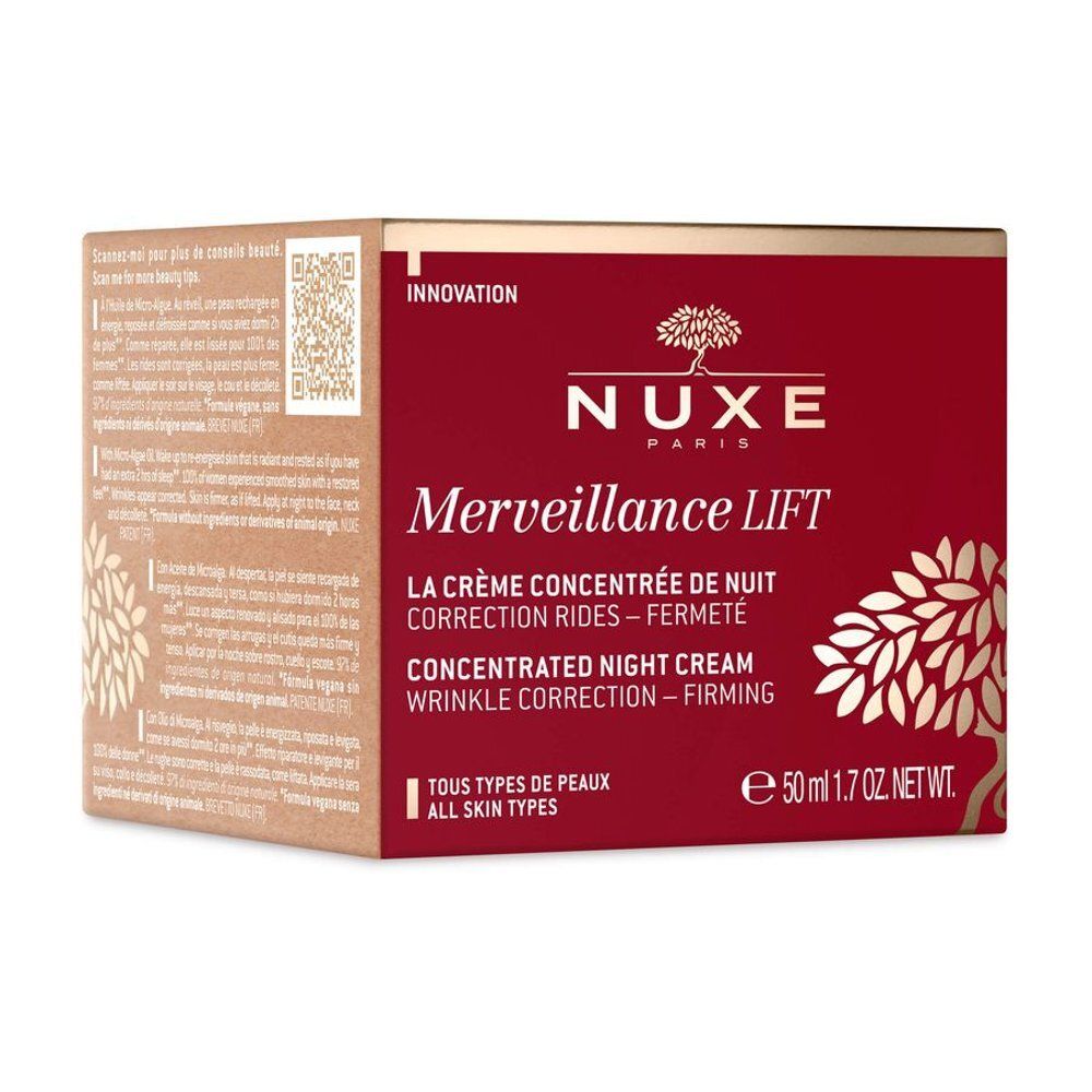 Pot Nuxe Merveillance LIFT crème de nuit avec accent sur le texte.