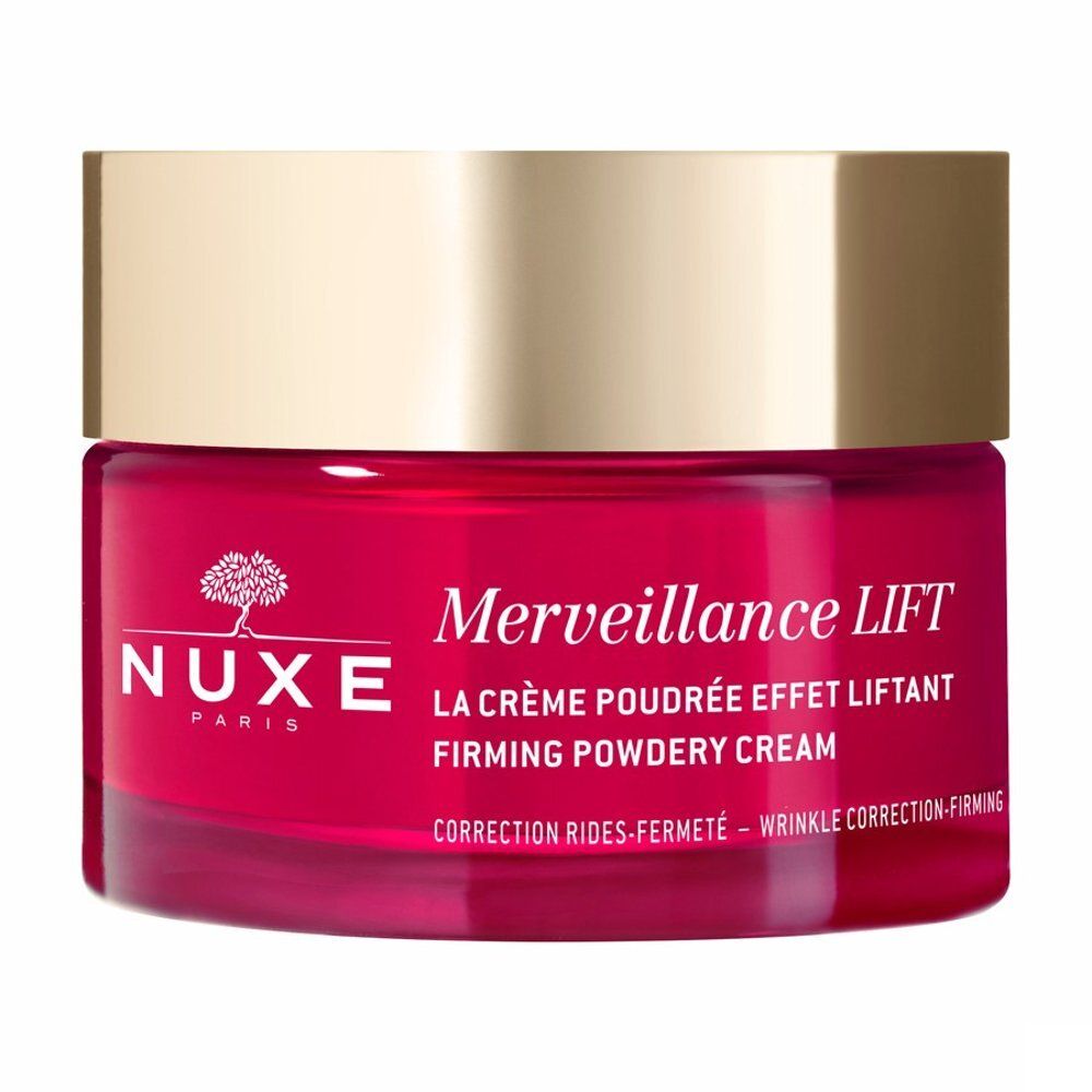Nuxe Merveillance LIFT pot met zilveren deksel en rood glazen potje.
