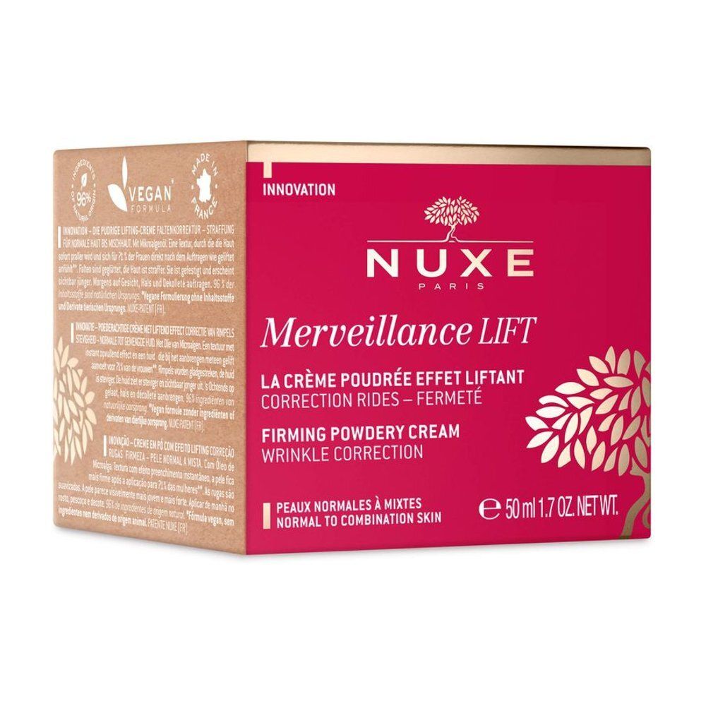 Nuxe Merveillance LIFT pot met zilveren deksel en rood glazen potje.