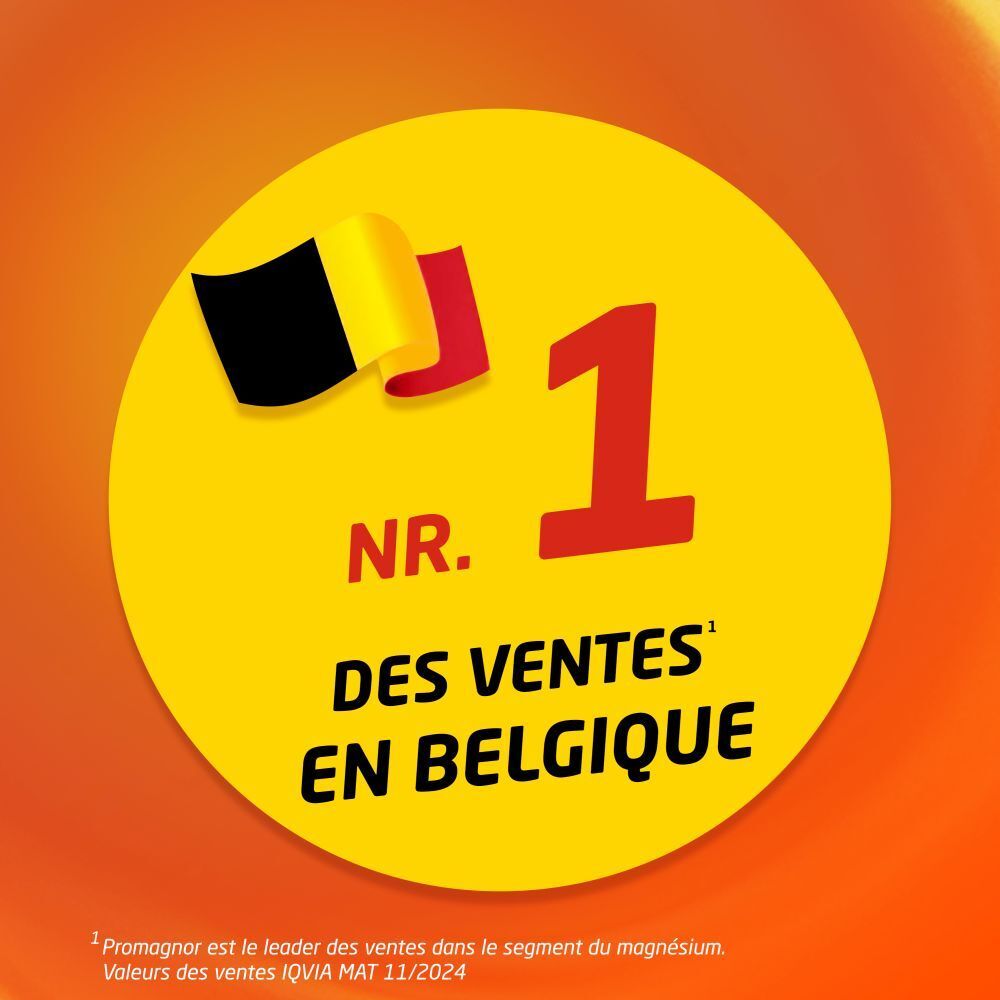 Main tenant une gélule. Texte: Magnésium fortement dosé, 450 mg.
