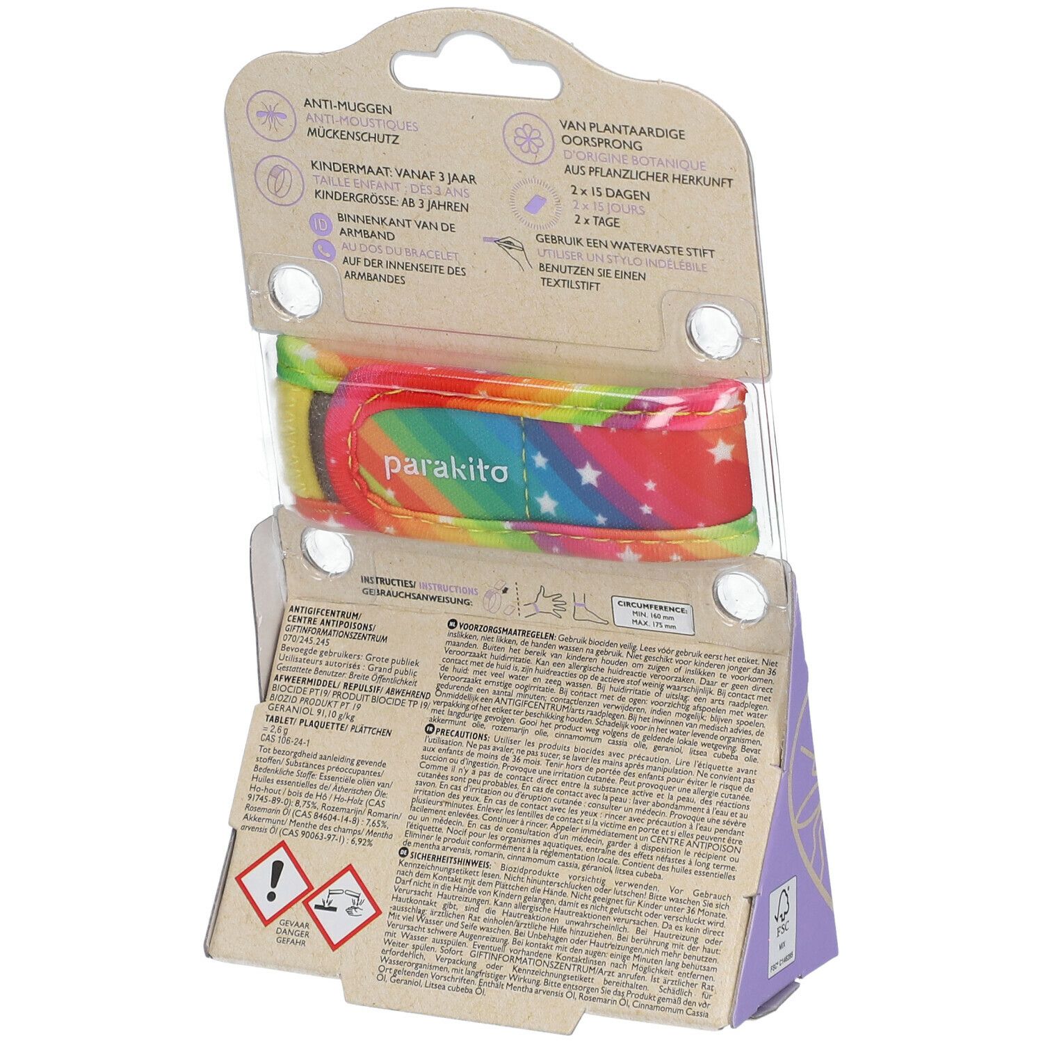 Para'Kito Anti-Mug Polsband Kids Regenboog Navulbaar