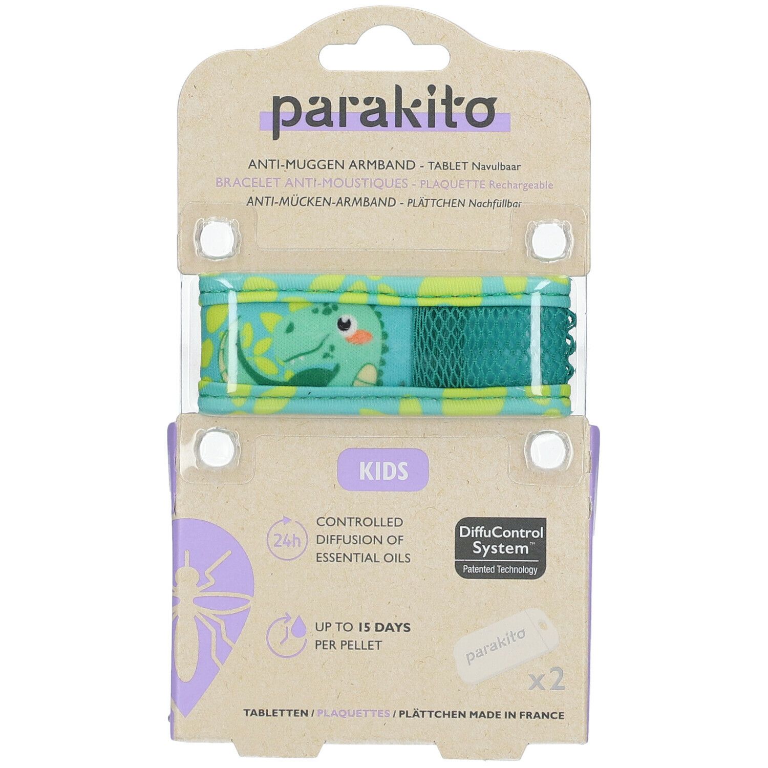 Para'Kito Anti-Mug Polsband Kids Dinosaurus Navulbaar
