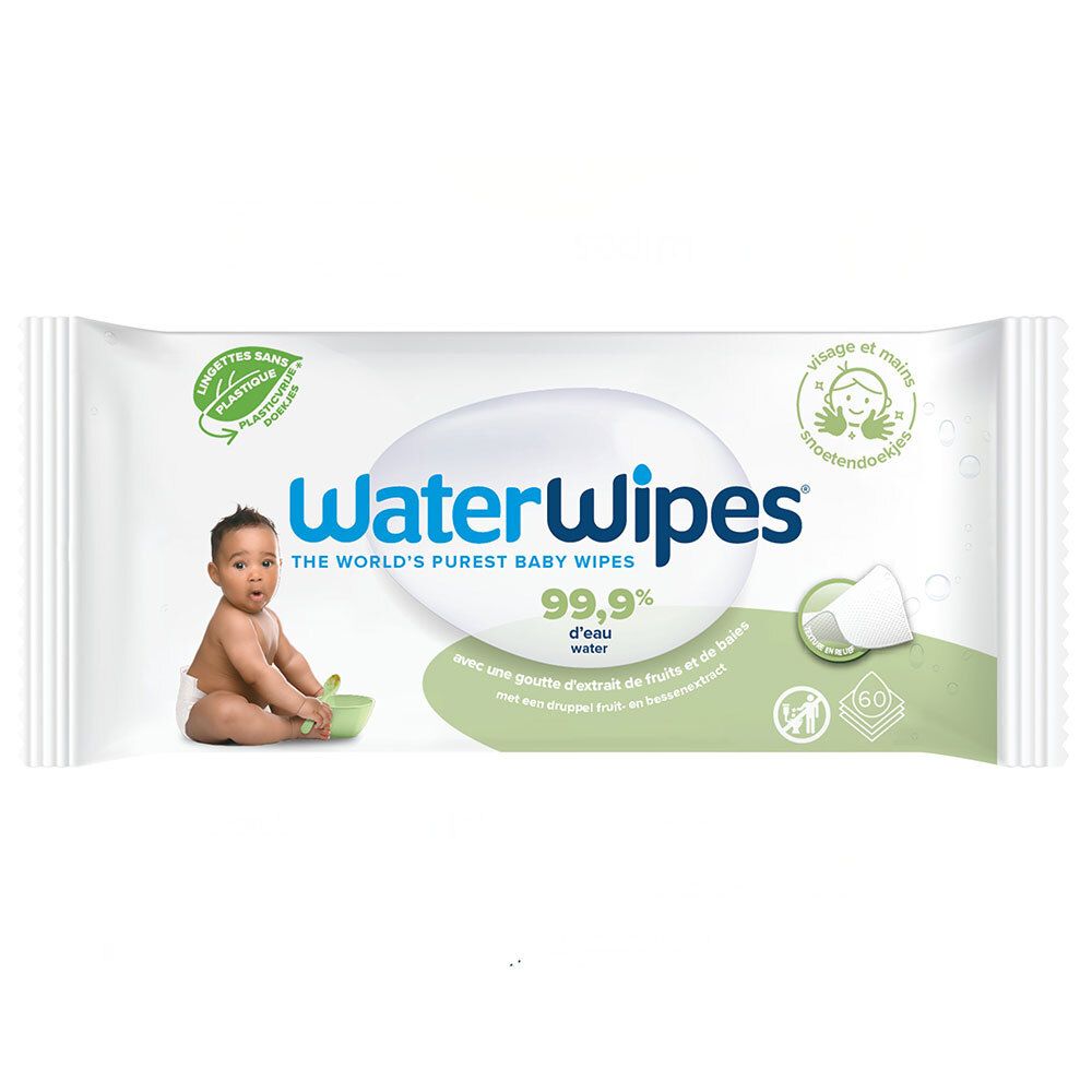 WaterWipes Lingettes à l'eau 100% d'origine végétale