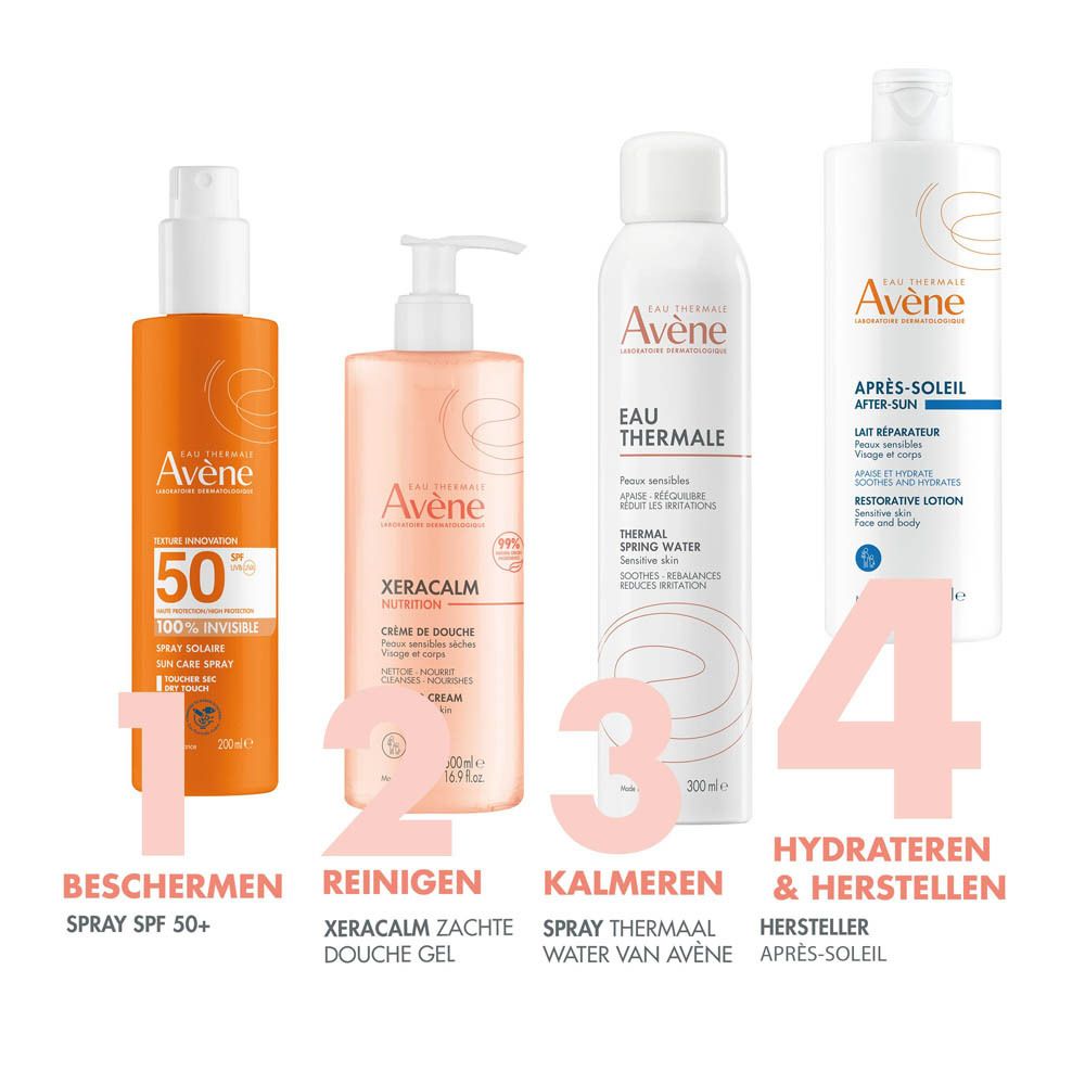 Grafiek met antioxidant, hydratatie, kalmerend. Avene Après-Soleil. 400ml.