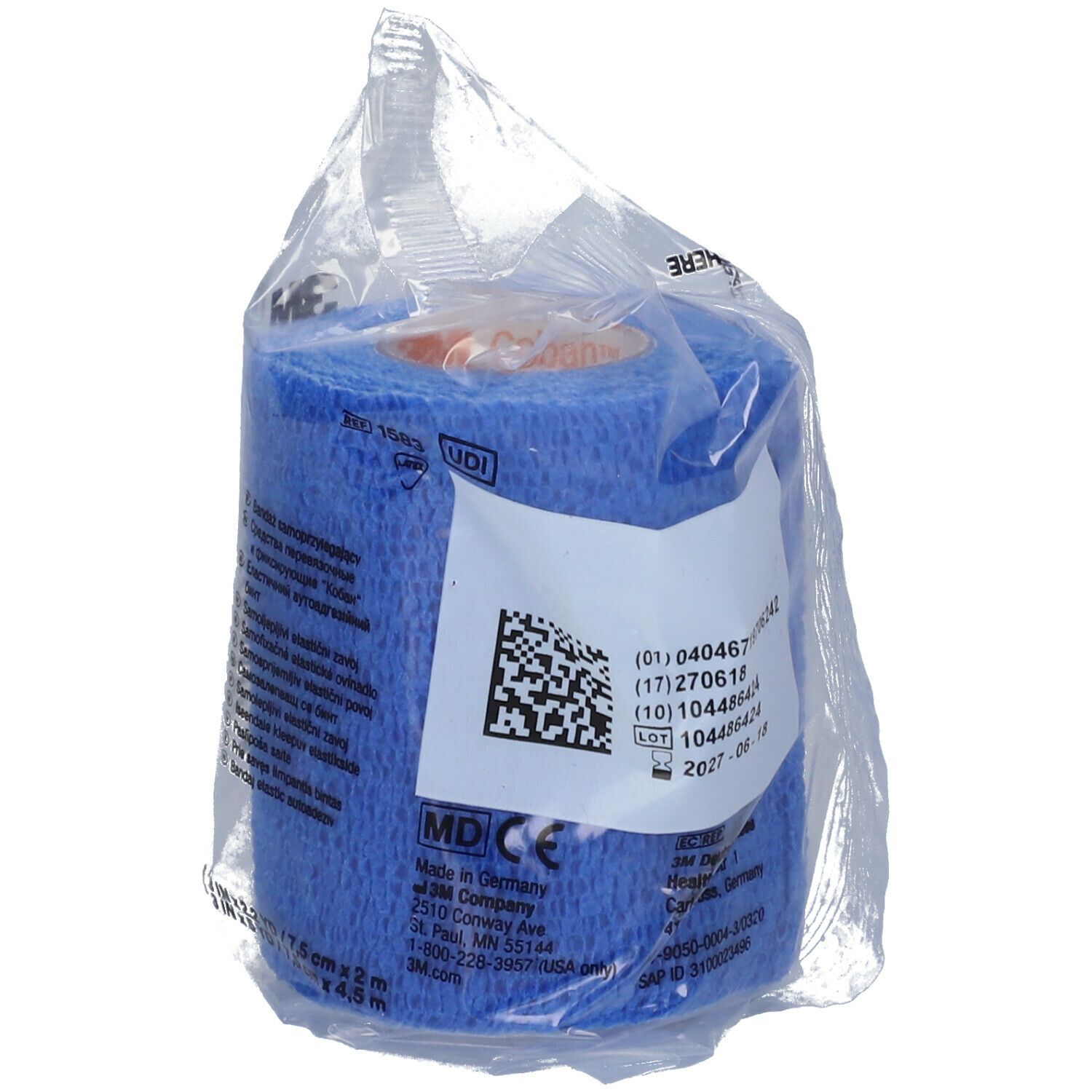 3M™ Coban™ Bande Auto-Adhésive 7,5 cm x 4,5 m Bleu 1583B