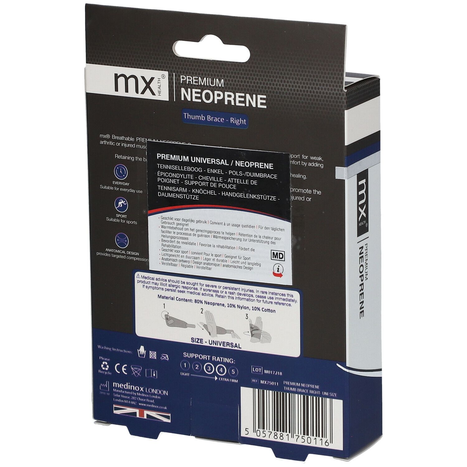 MX Health Premium Neoprene Brace Duim Rechts