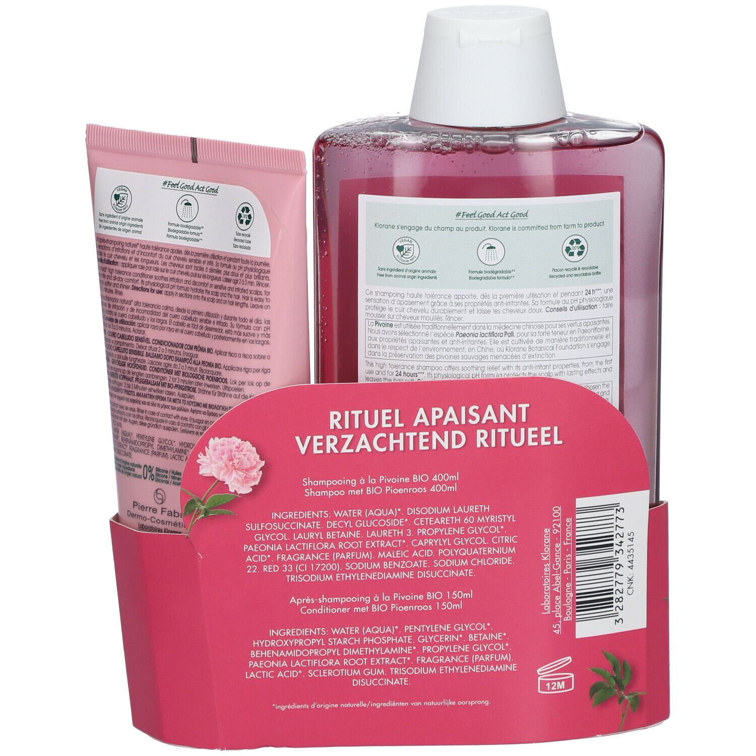 Klorane Shampooing + Après-Shampooing Apaisant à la Pivoine Bio