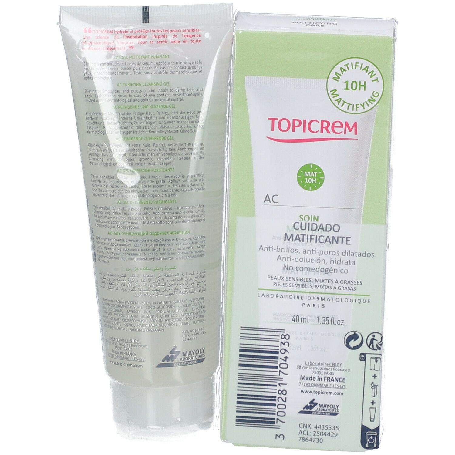 Topicrem AC Zuiverende Reinigingsgel +  AC Matterende Verzorging GRATIS