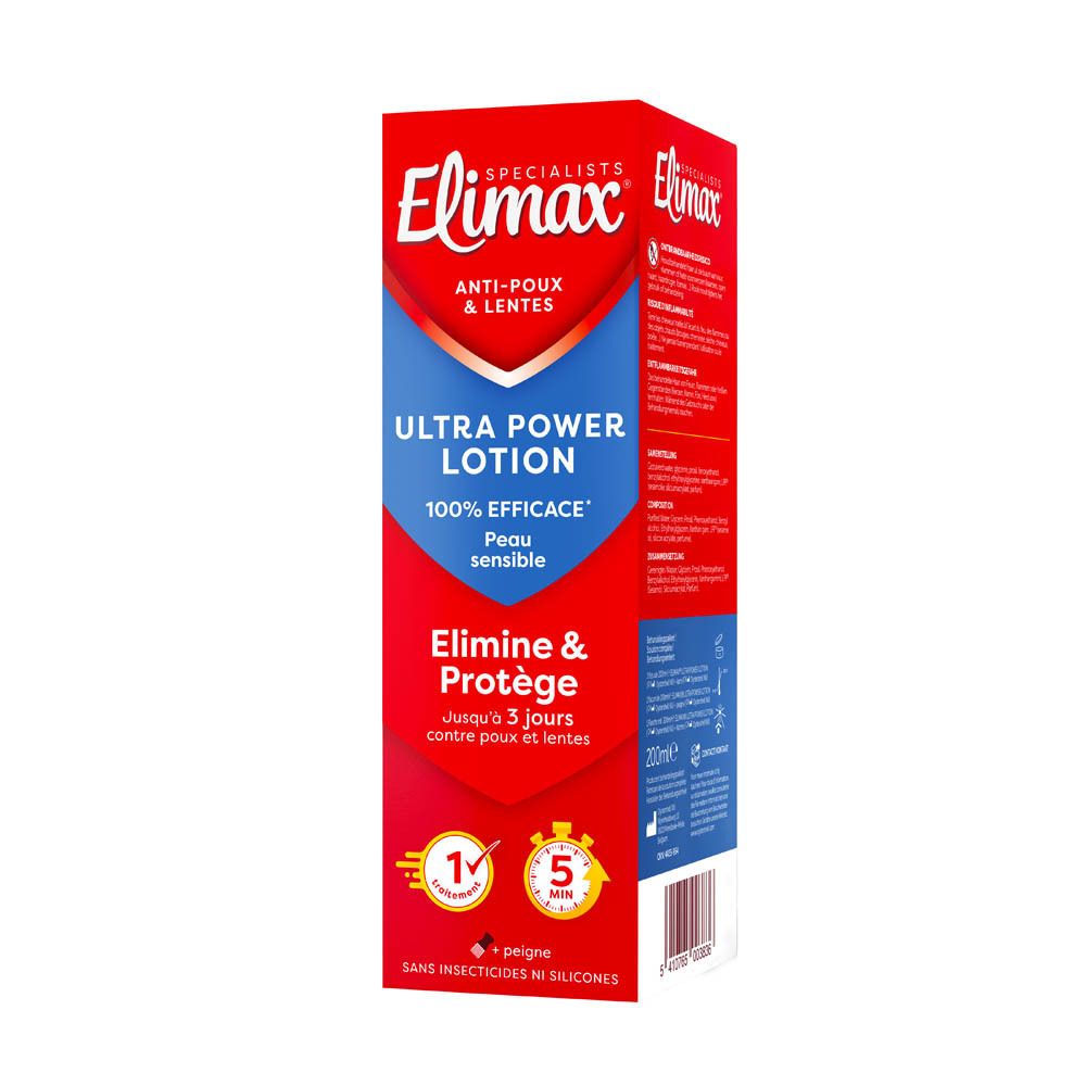 Bouteille et emballage de lotion Elimax Anti-Poux & Lentes.