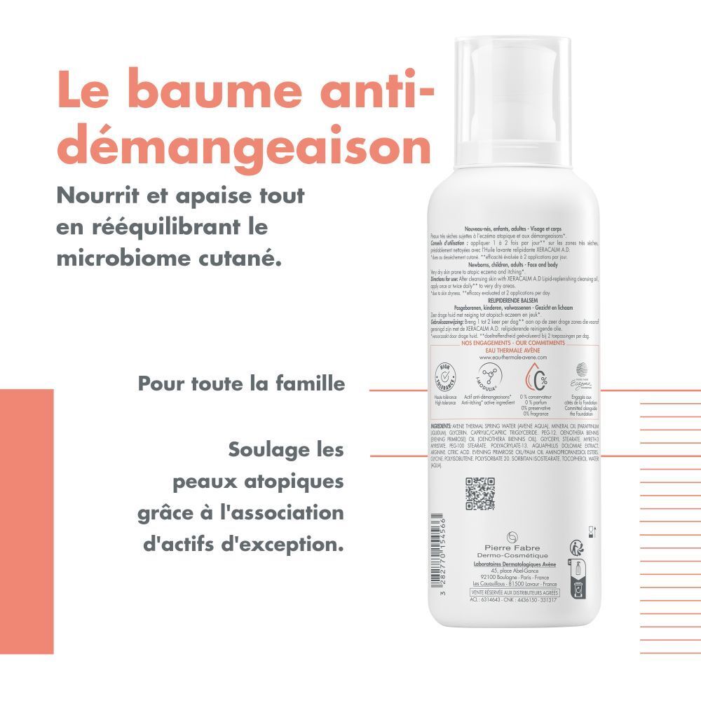 Avène XeraCalm A.D Baume relipidant | Peau très sèche sujette à l'eczéma atopique et aux démangeaisons