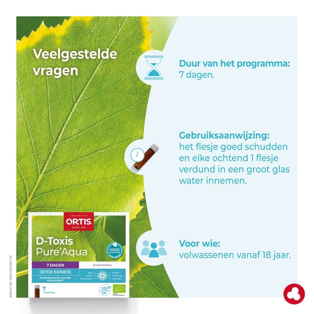 Ortis D-Toxis Pure'Aqua Detox Express: Vrouw in het water, armen gespreid.